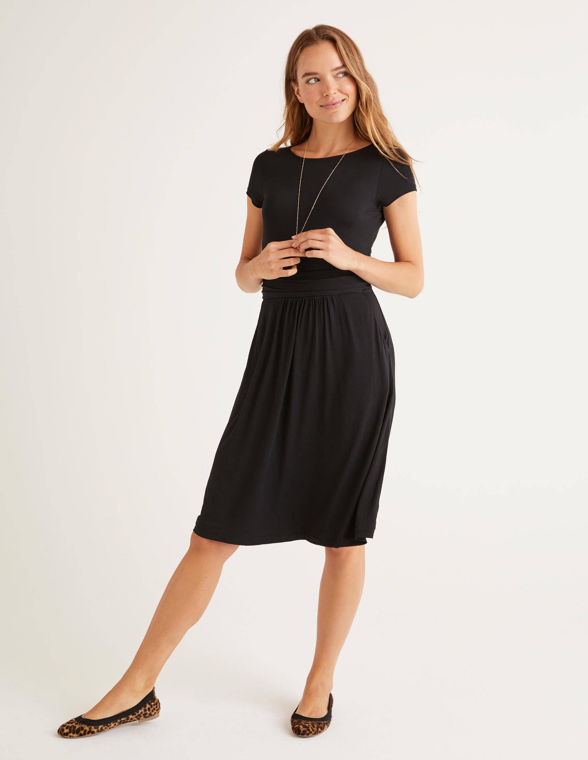 Amelie Jersey Dress - Black | Boden US
