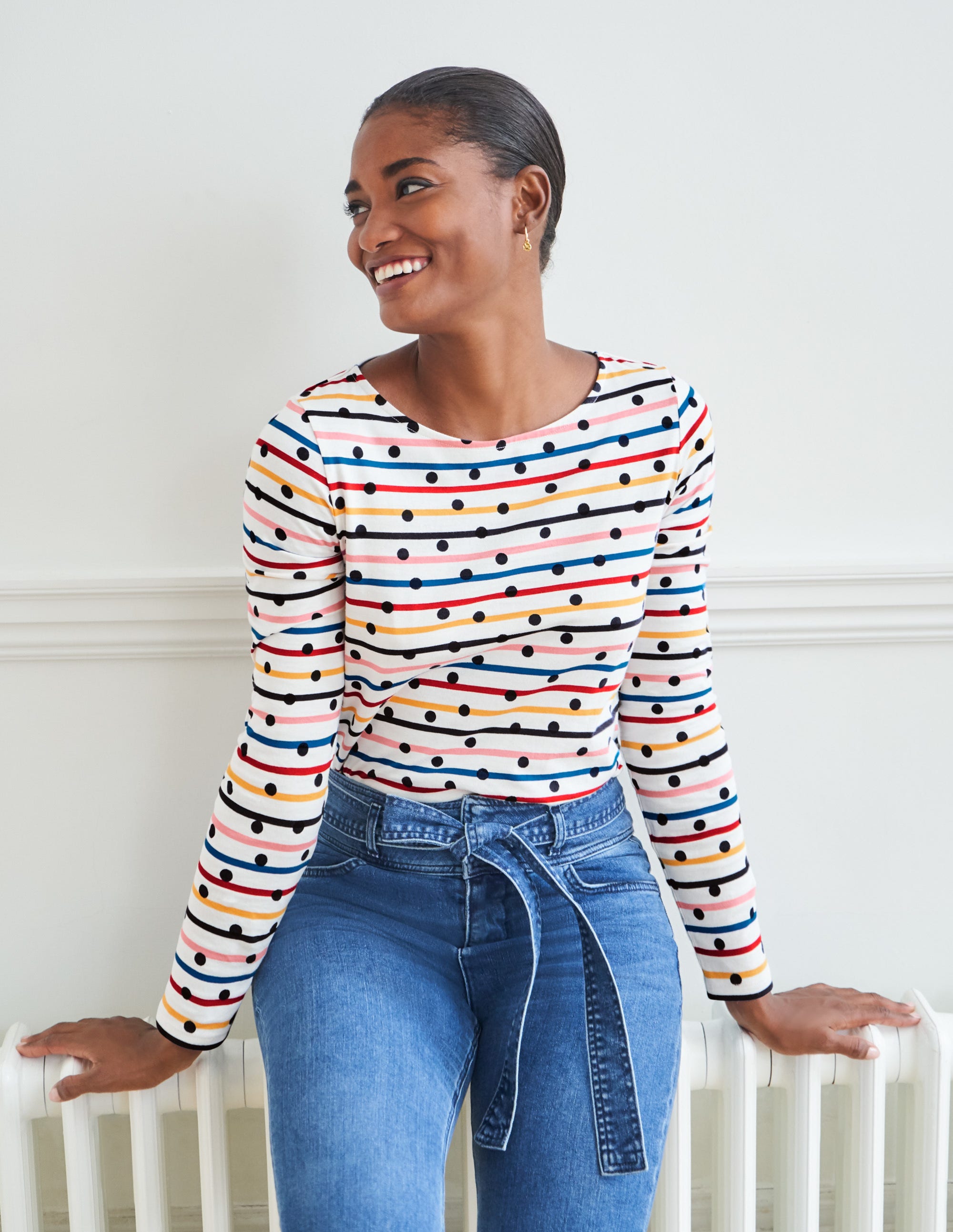 Long Sleeve Breton Multi Stripe/Dot Boden UK