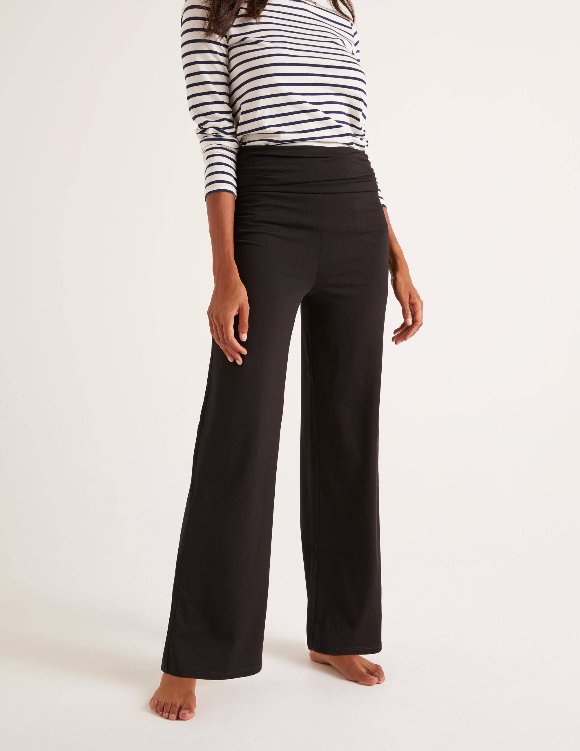 Wide Leg Jersey Trousers Black Boden UK