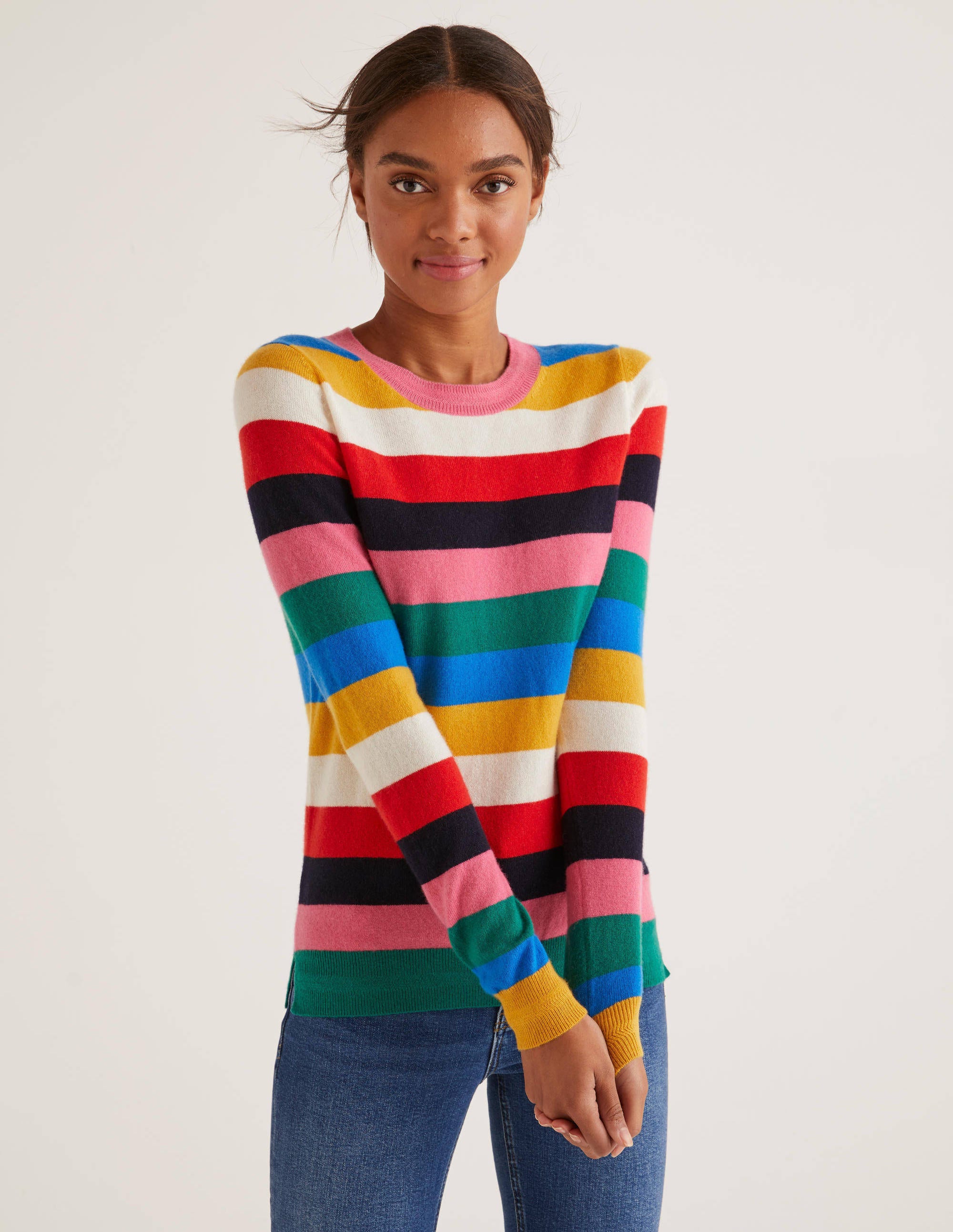 Cashmere Crew Neck Sweater - Multi Stripe | Boden US