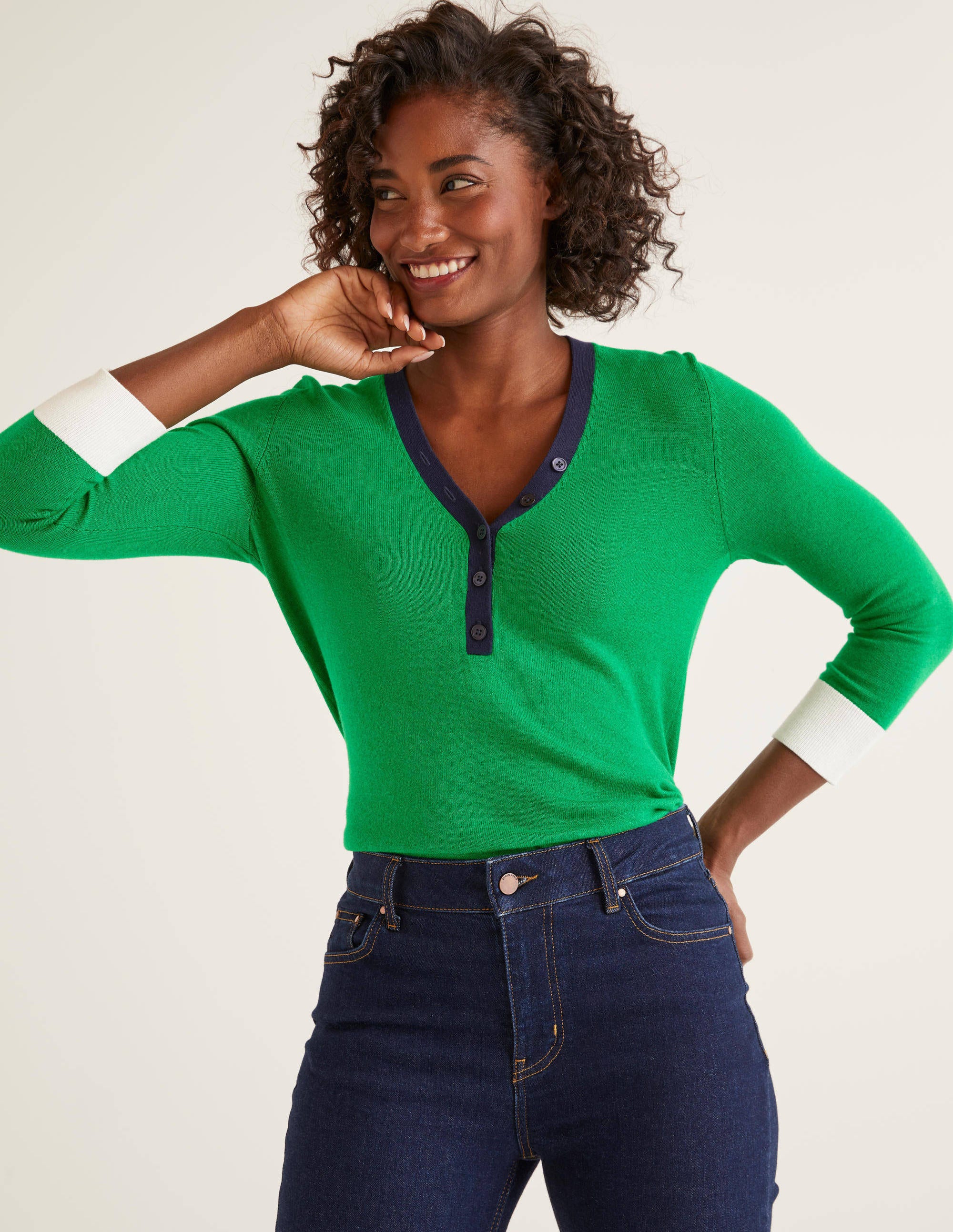 Pull col tunisien Wiltshire BGR Femme Boden, Green