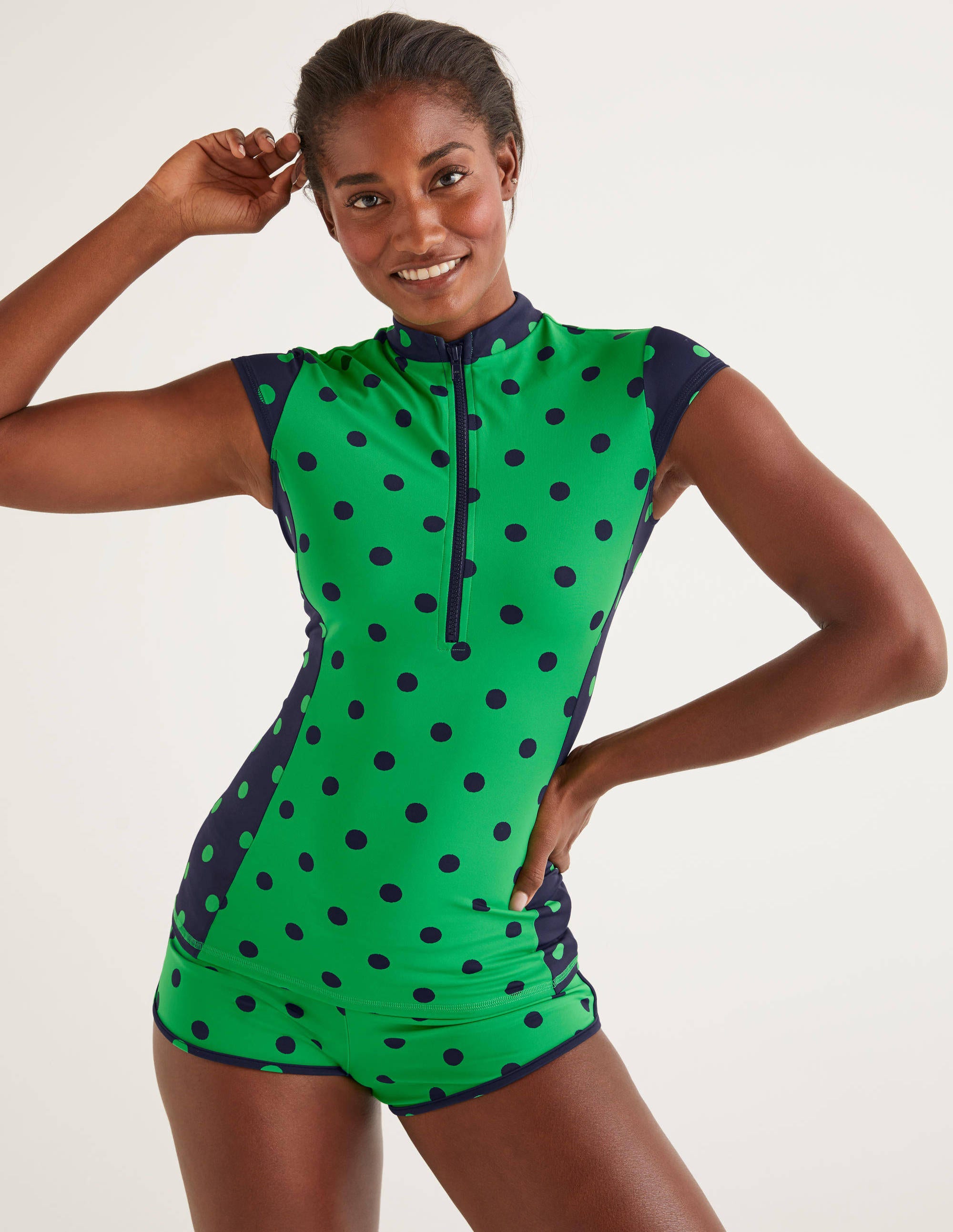 Tilos Short Sleeve Rash Guard Shamrock/Navy Spot Boden US