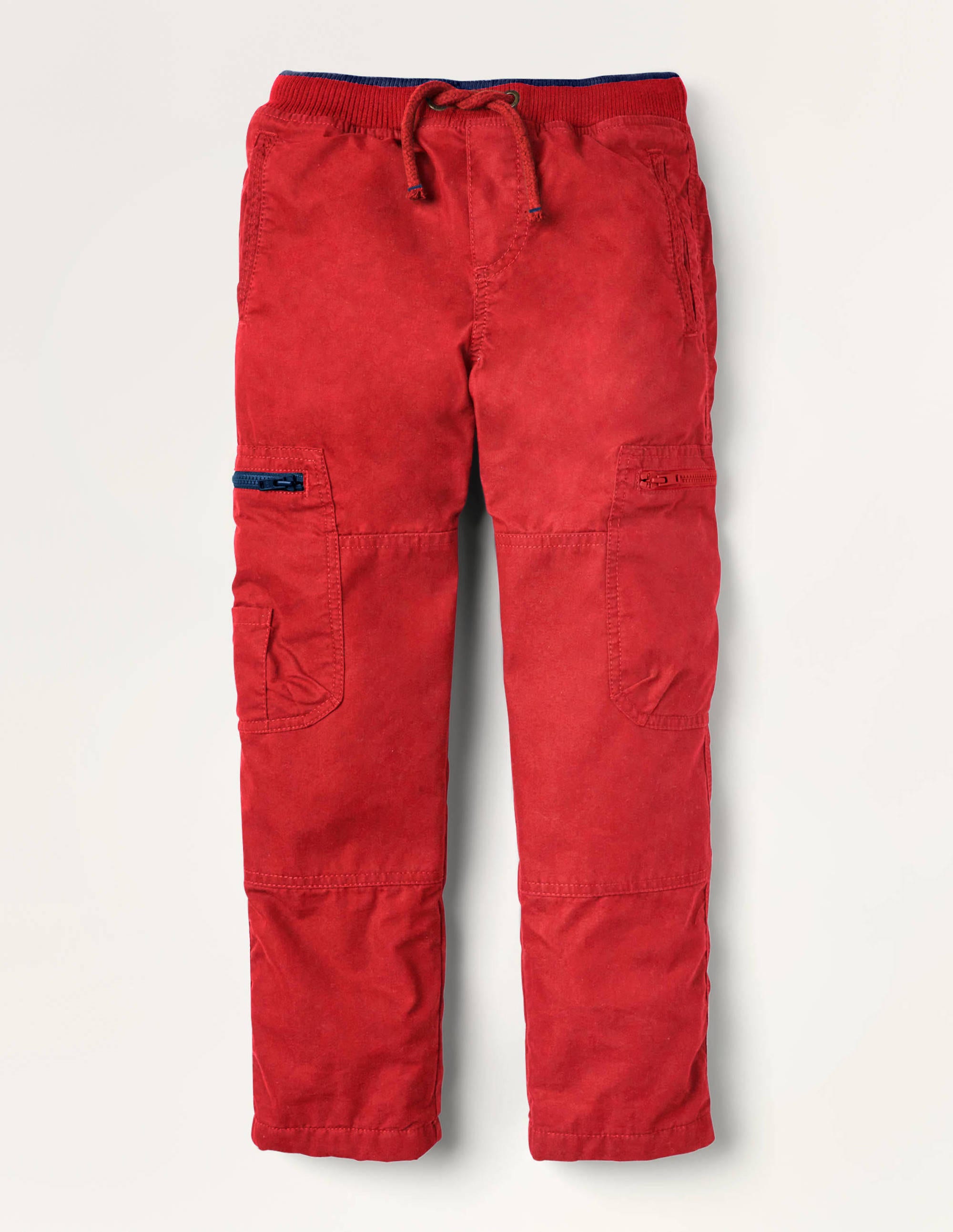 red cargo jeans