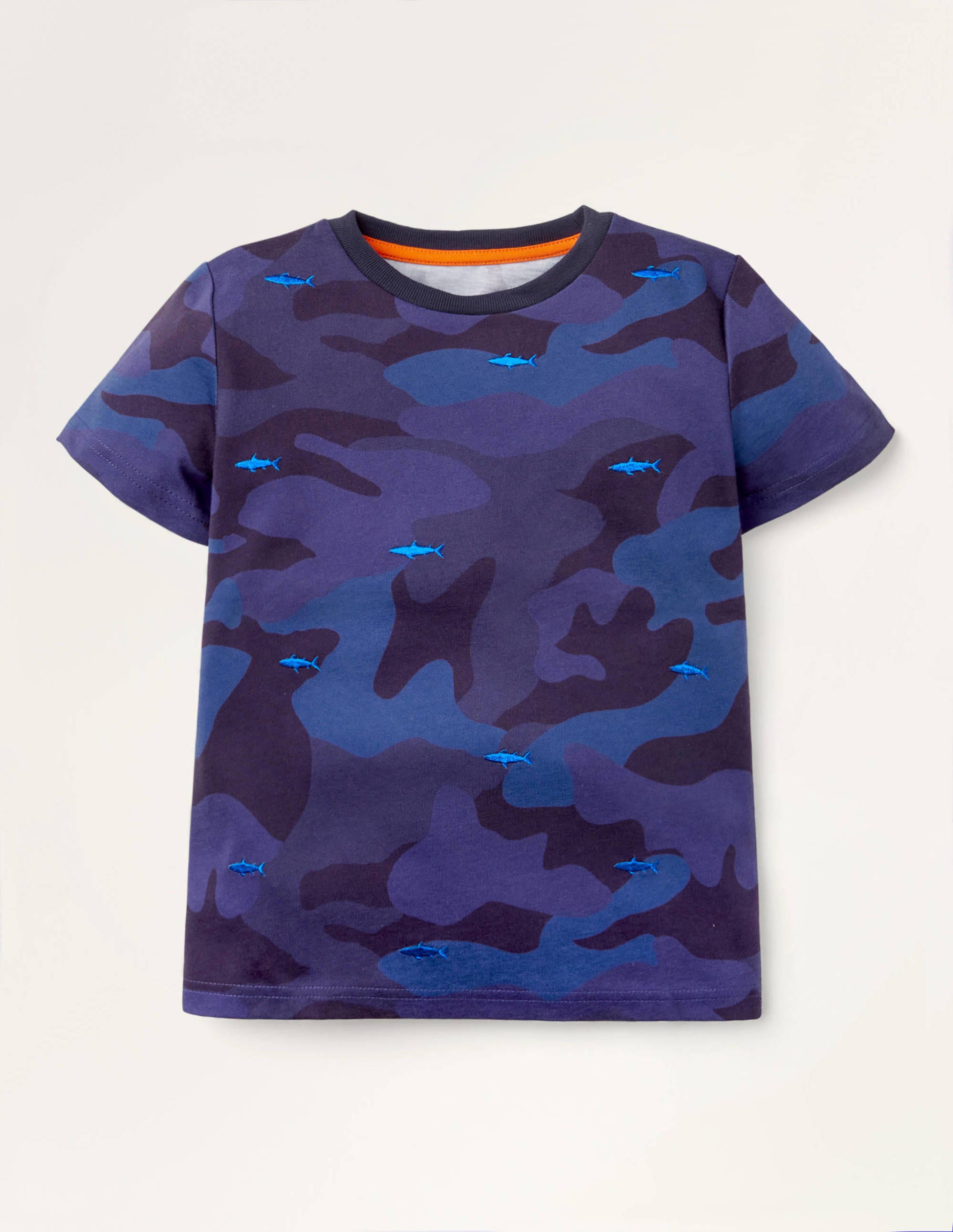 T-shirt imprimé et brodé NAV Garçon Boden, Blue