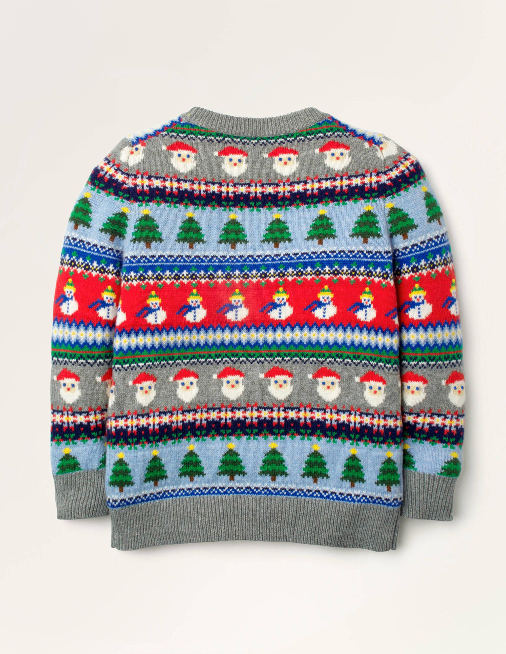 Christmas Fair Isle Sweater  Grey Marl Santas  Boden US