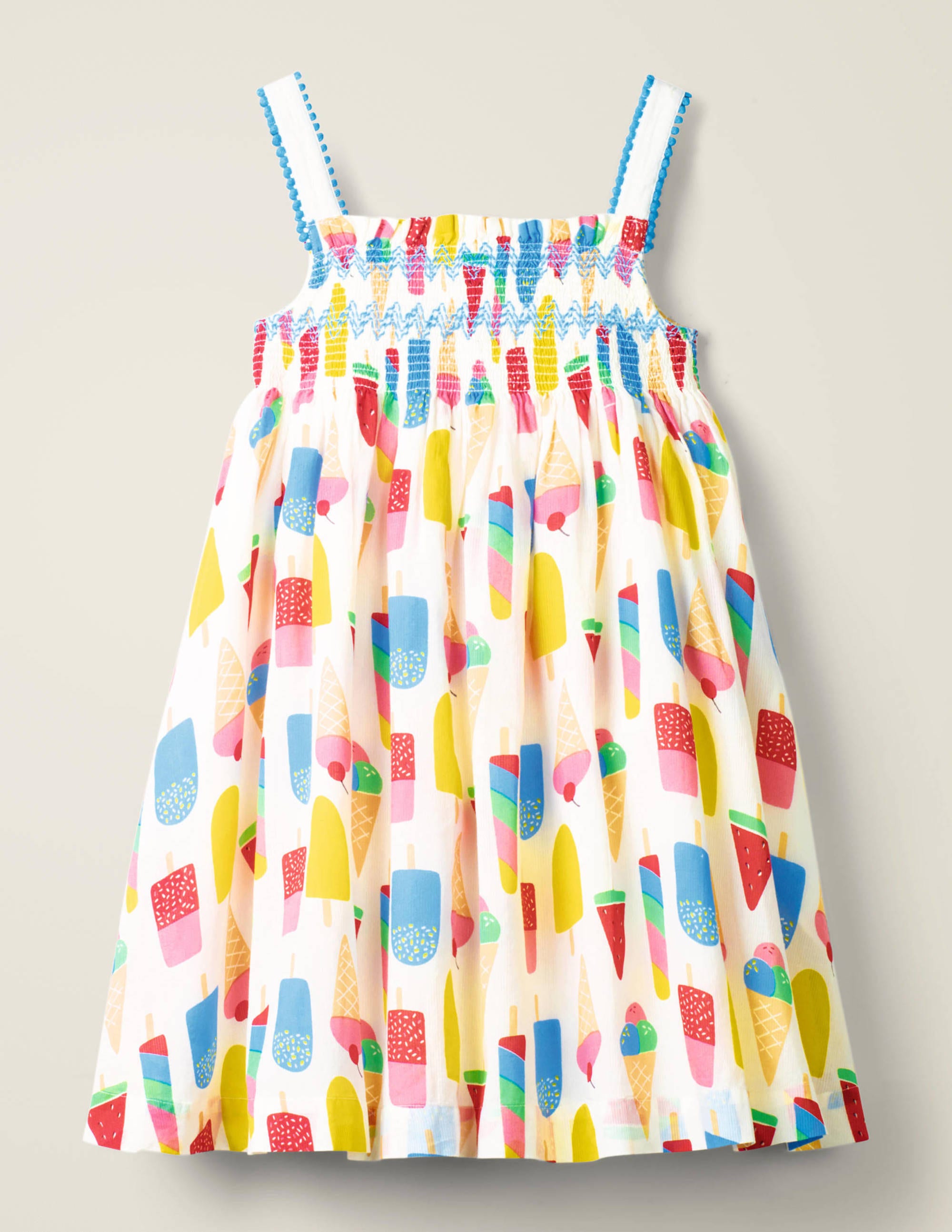 Pom Trim Print Dress - Multi Ice Creams 
