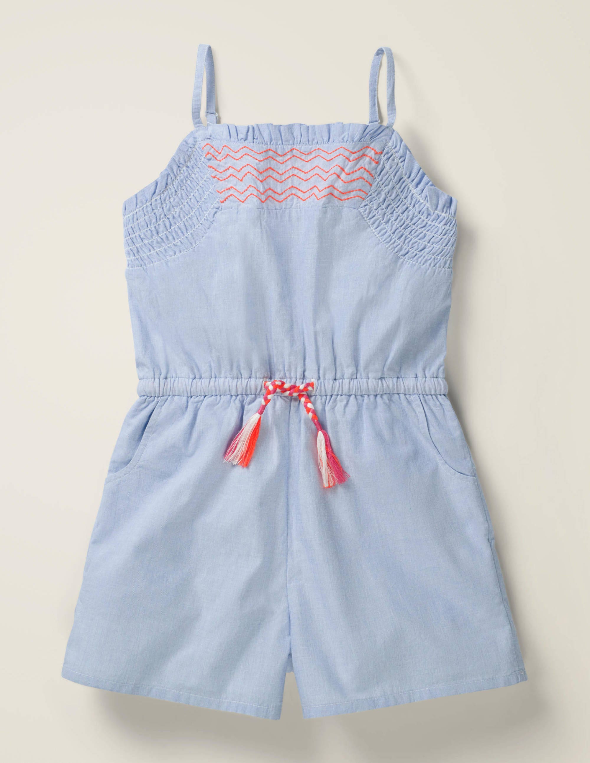 Mineral Blue Embroidery NEW RRP £30 Mini Boden Detailed Woven Trousers U9-3