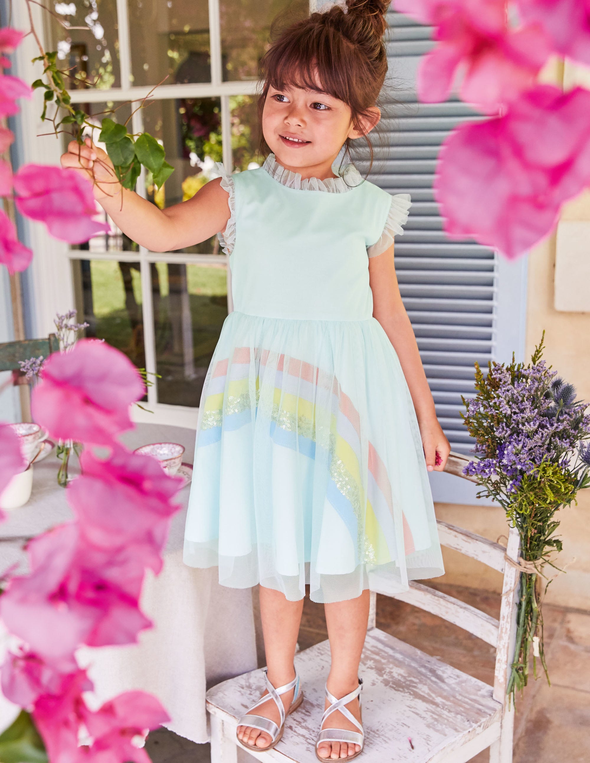 girls rainbow tulle dress