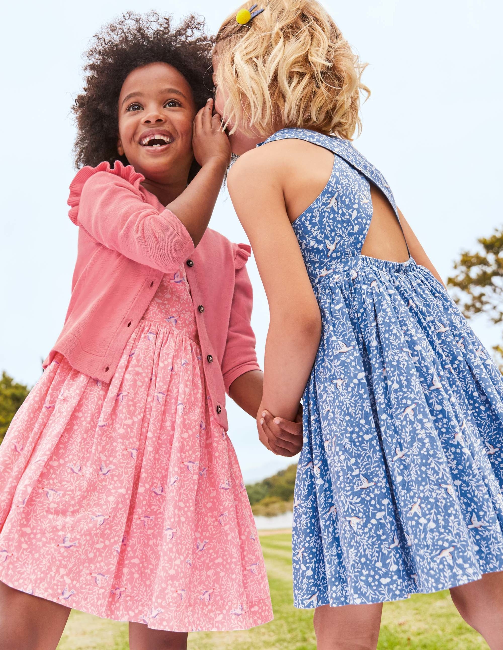 Cross-back Dress - Seascape Blue Bird 