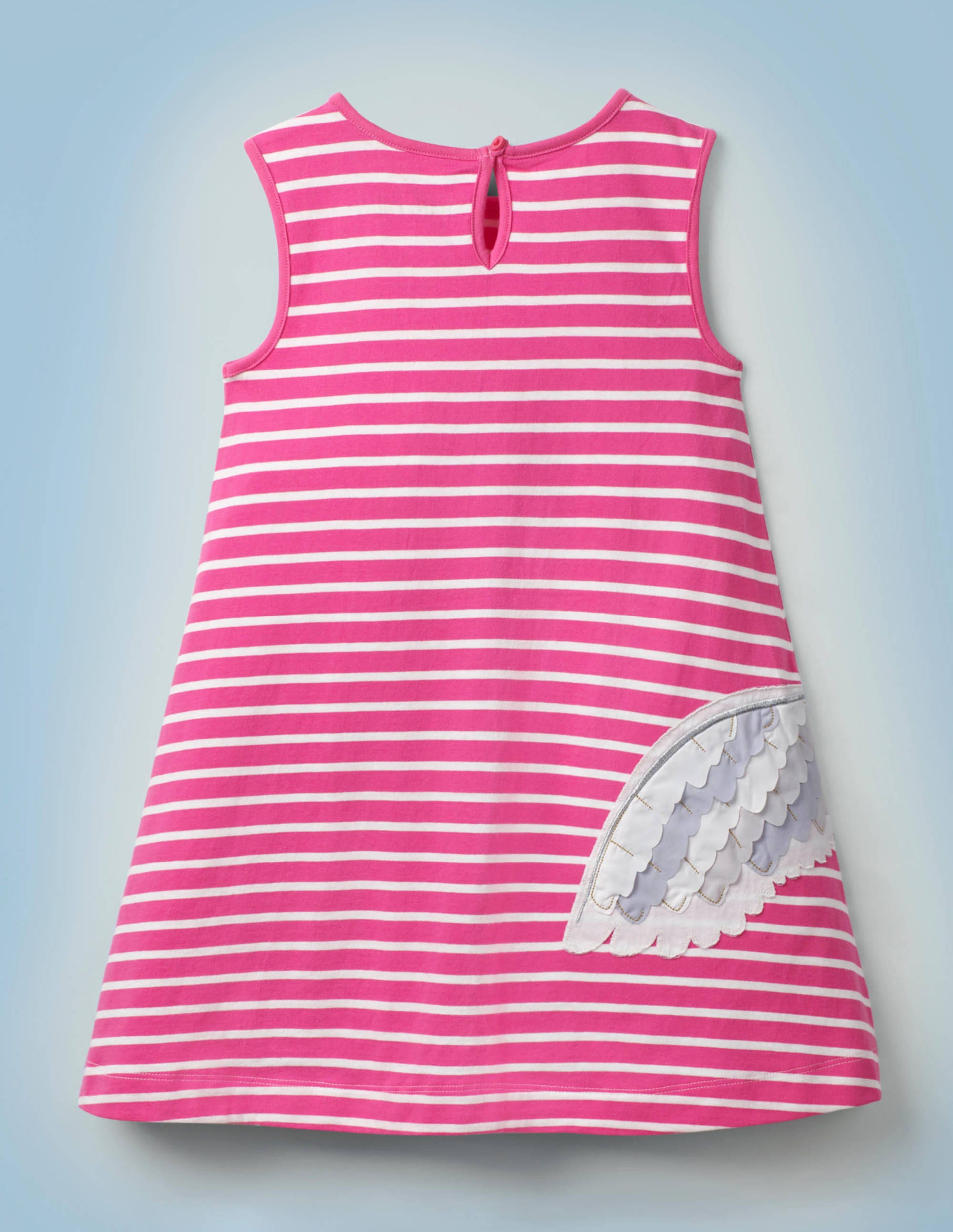 Stripy Applique Hedwig Dress Pink Sorbet Ivory Boden Us