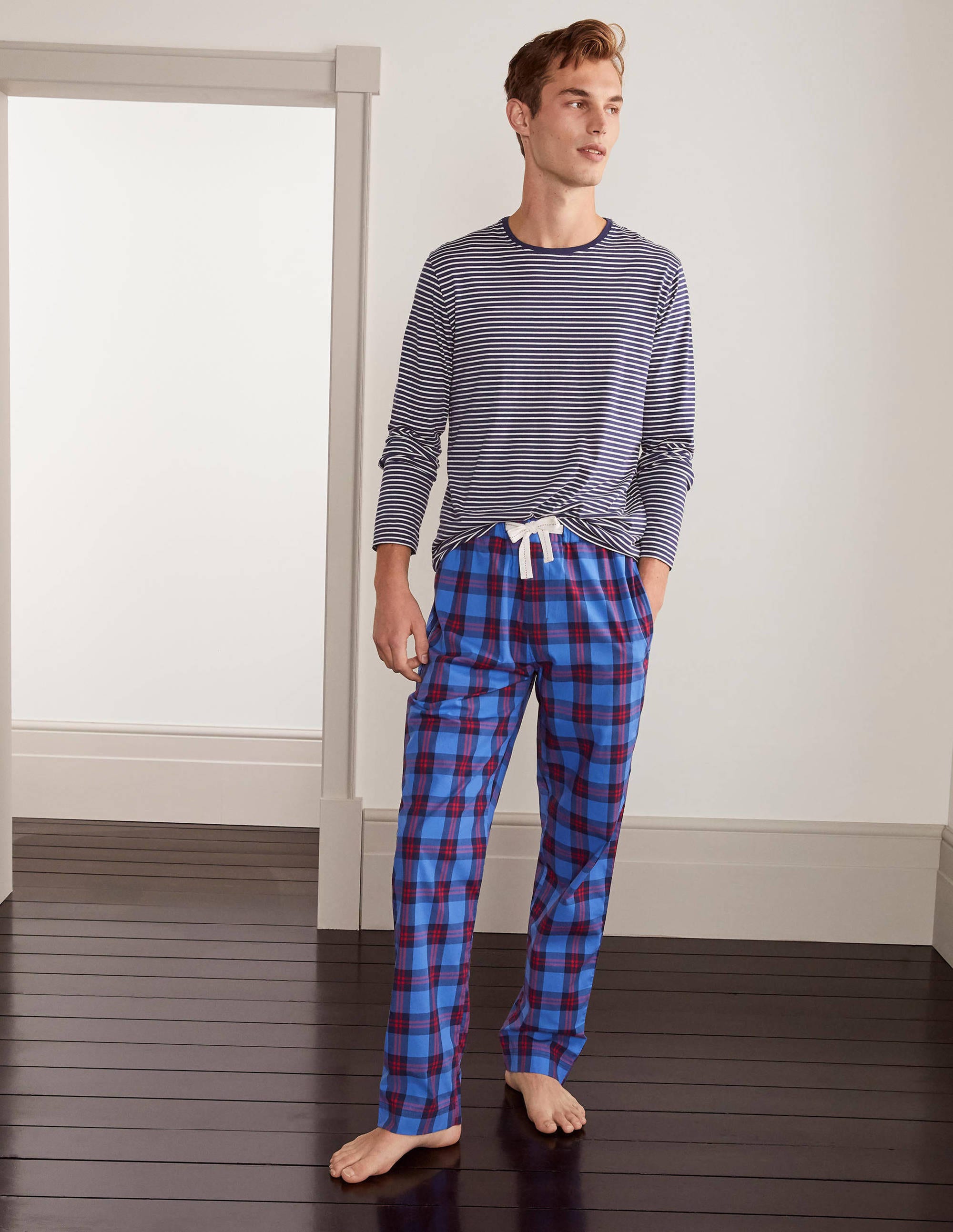 Bas de pyjama en popeline de coton BLU Homme Boden, Fauve