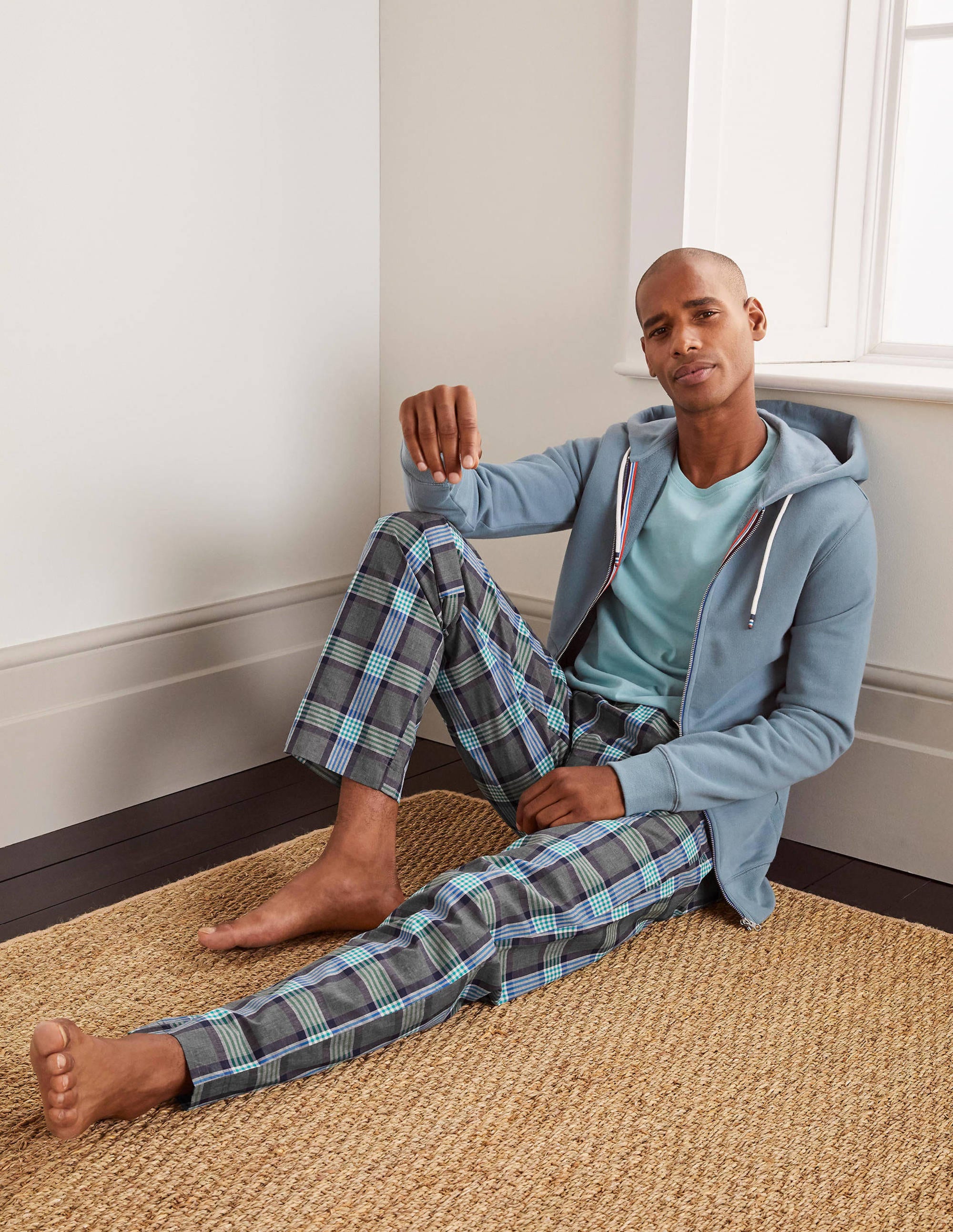 Bas de pyjama en popeline de coton GRY Homme Boden, Grey
