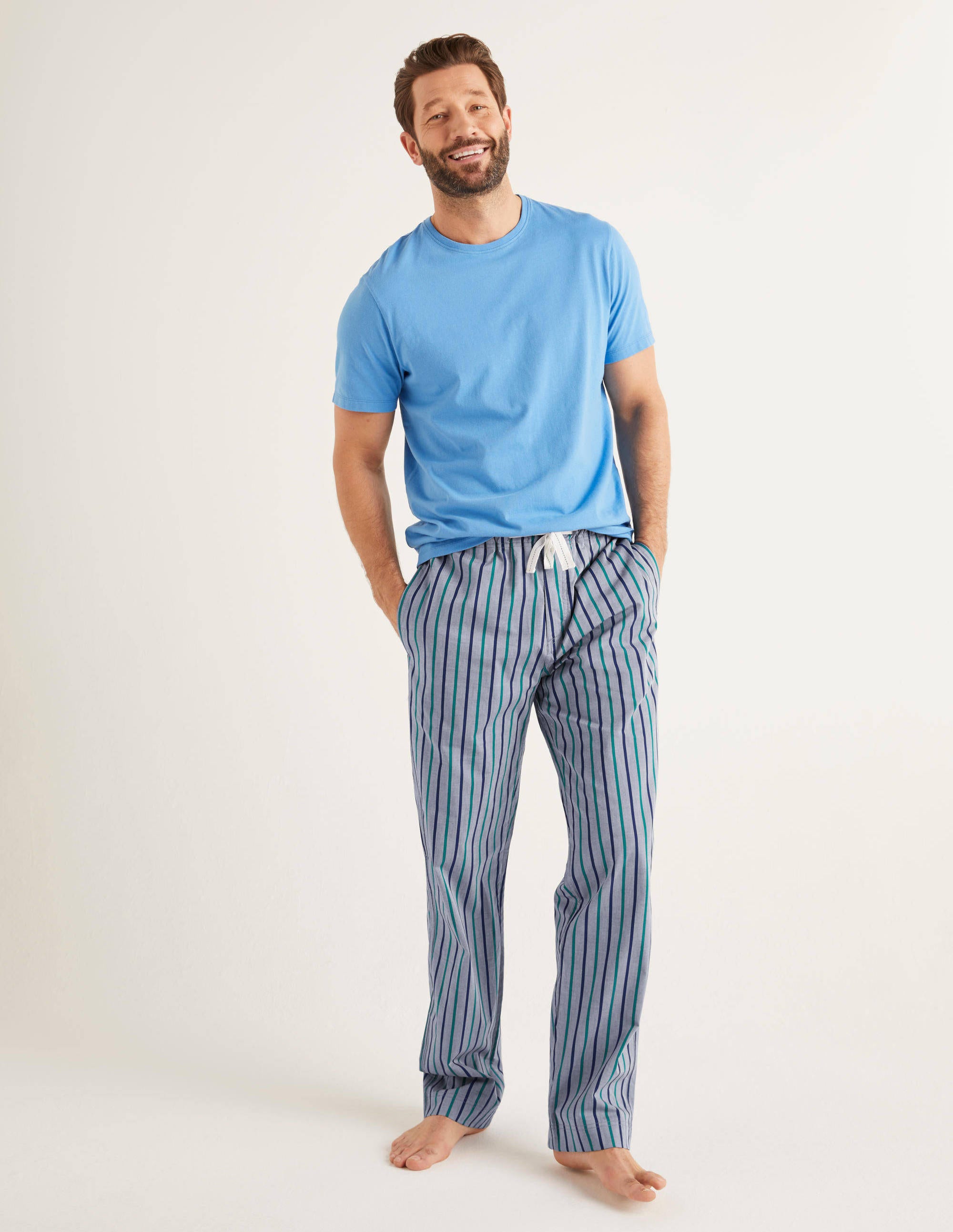 Bas de pyjama en popeline de coton DBL Homme Boden, Navy