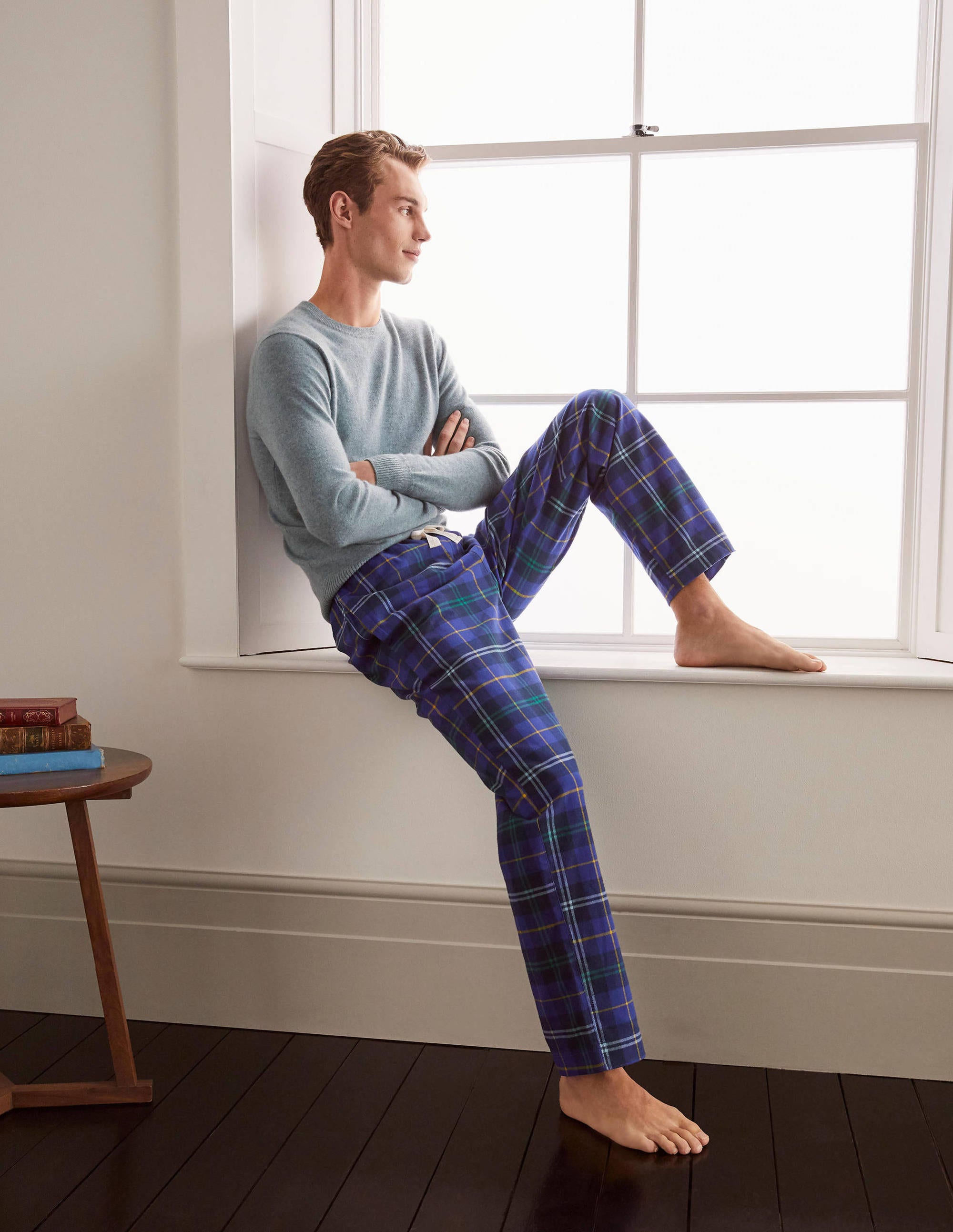Bas de pyjama en coton brossé BBL Homme Boden, Blue