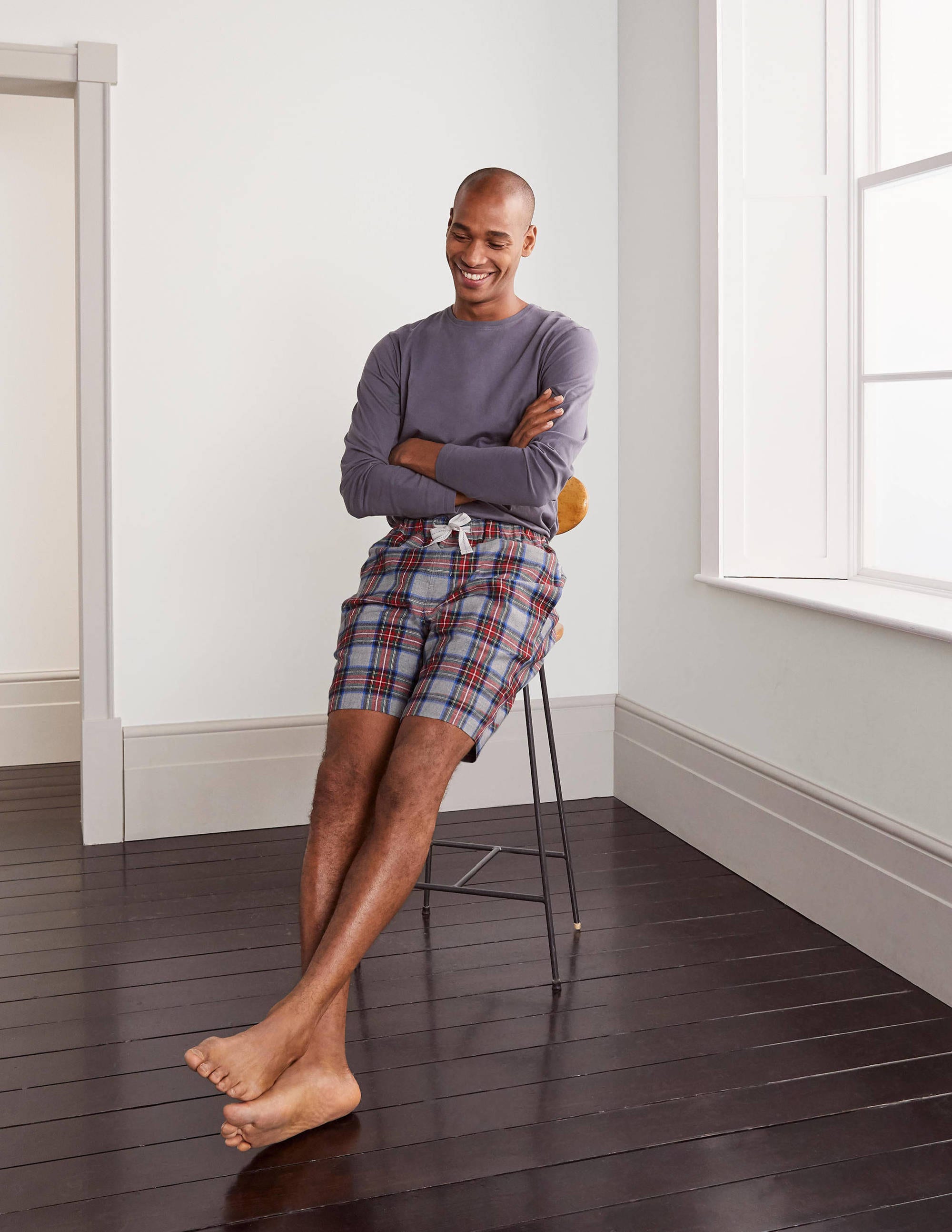 Short de pyjama en coton brossé GYM Homme Boden, Multi