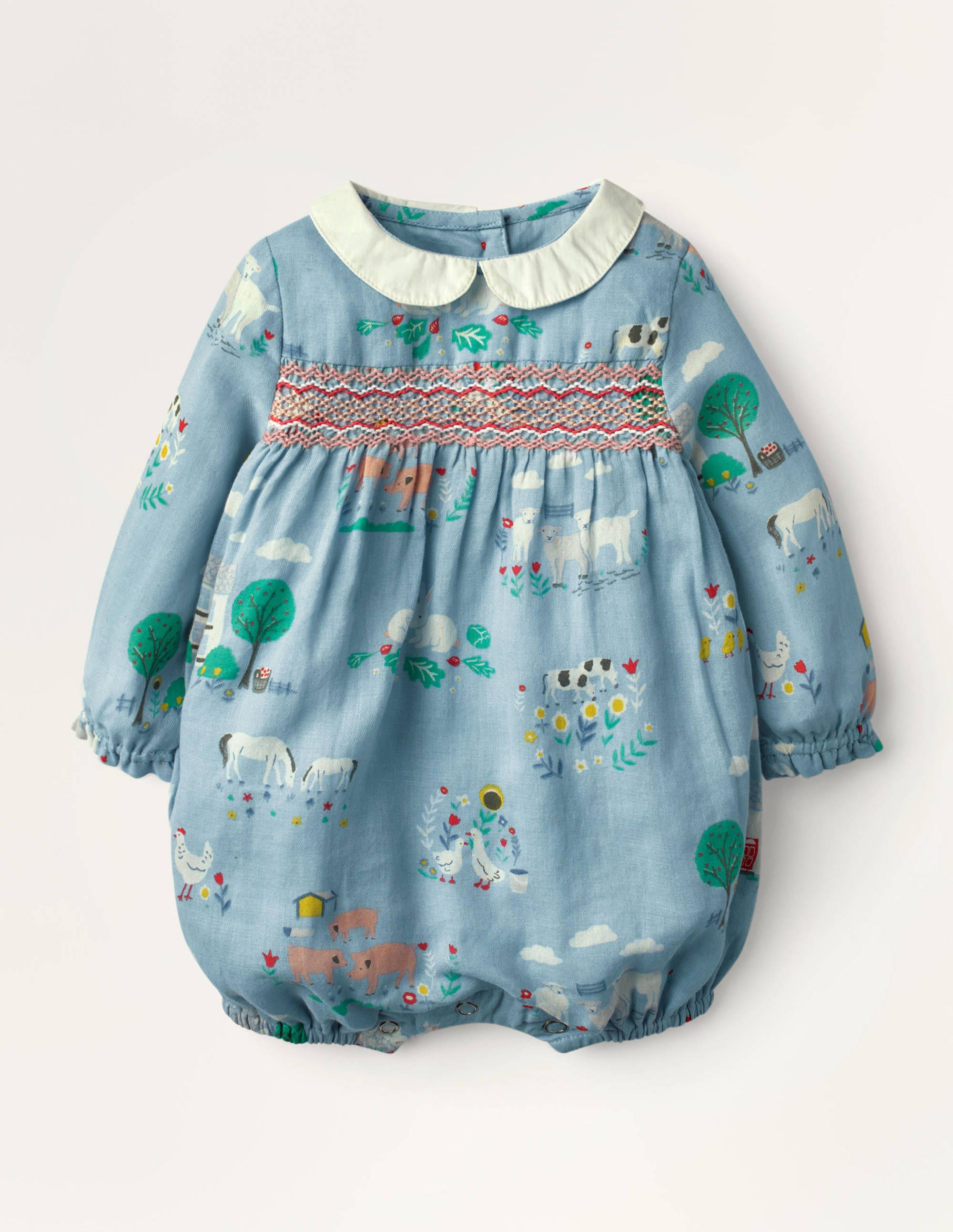 smocked baby romper