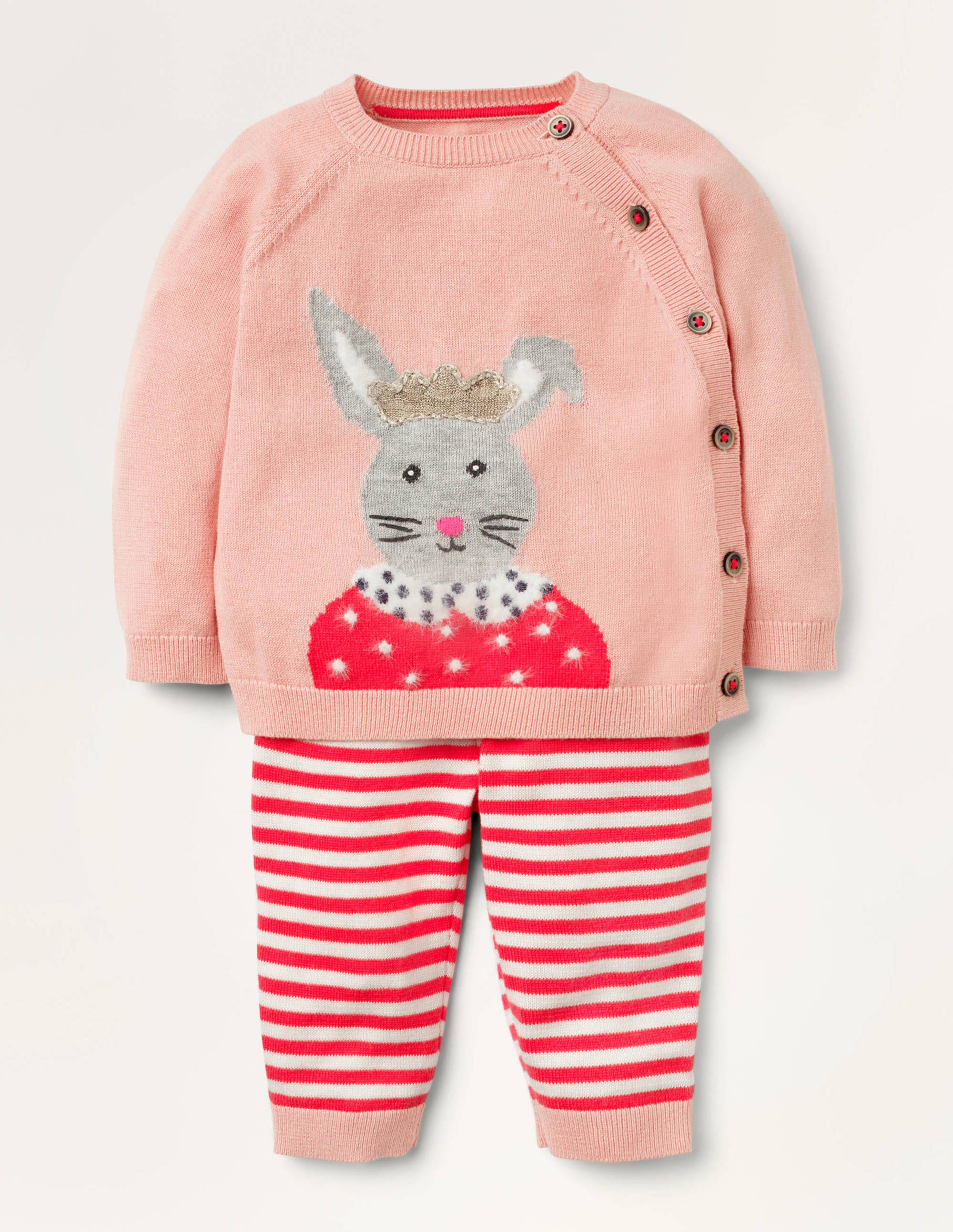 Ensemble en maille à motif lapin PNK Bébé Boden, Pink