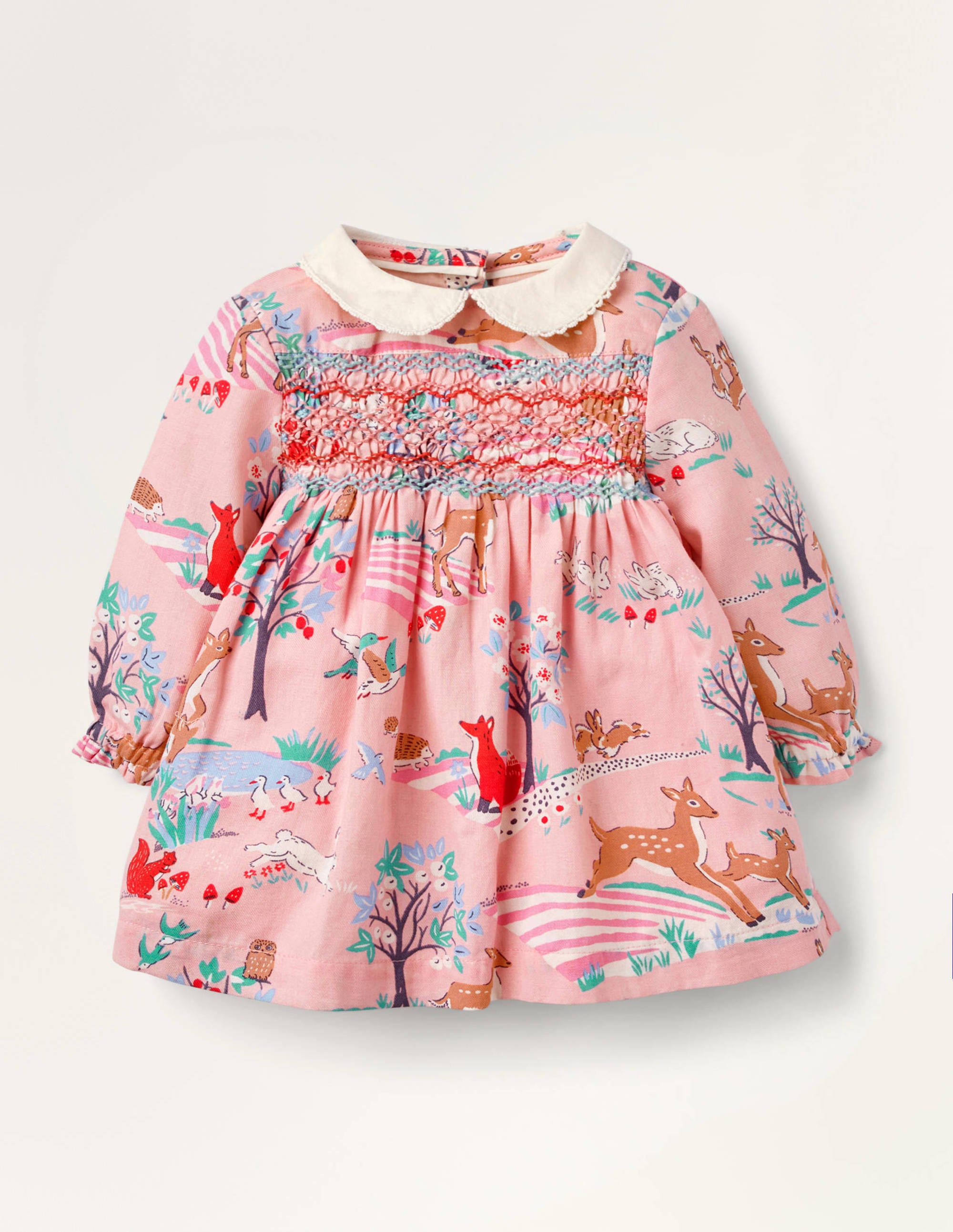 Woodland Scene Smocked Dress - Multi 