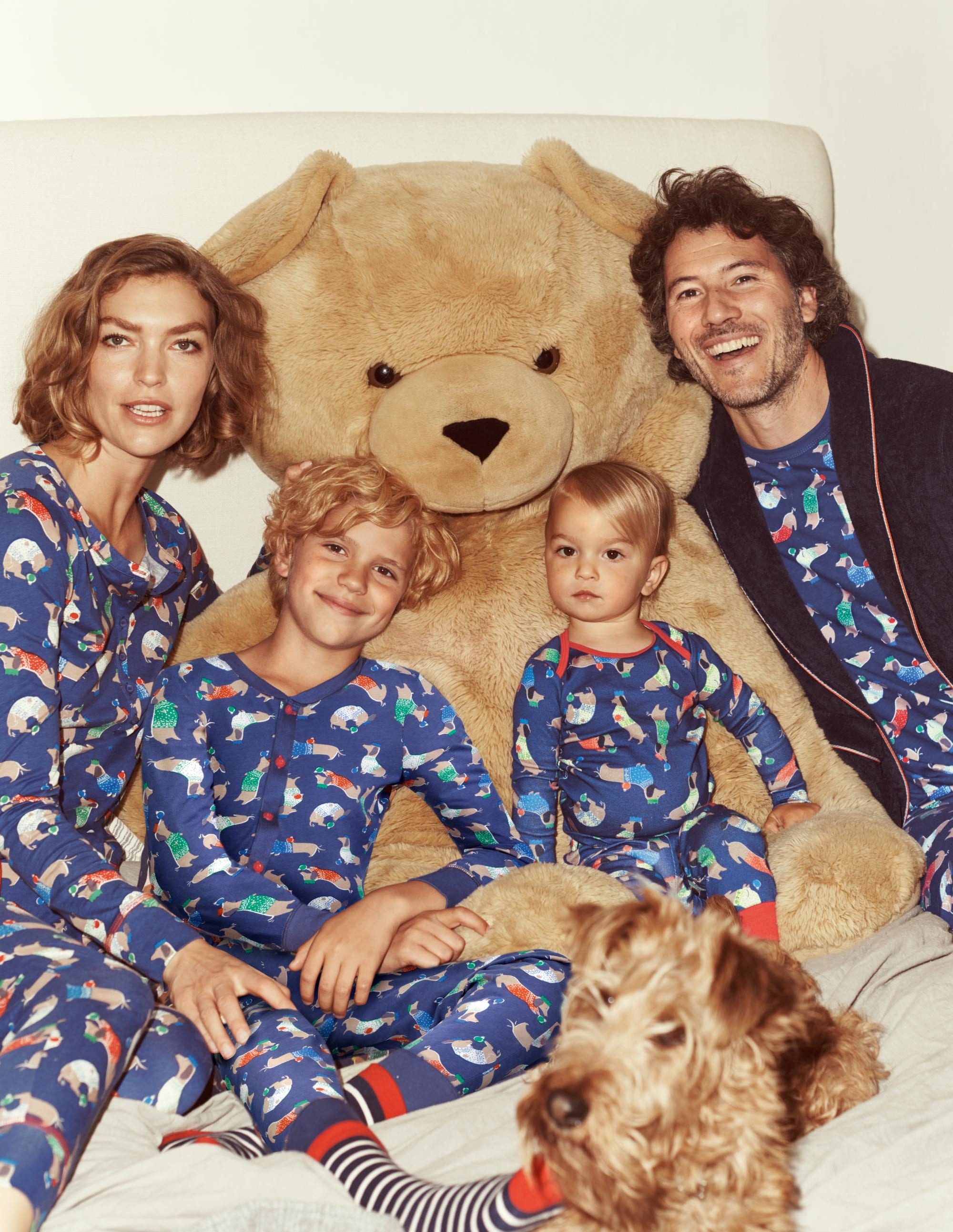 Ensemble de Noël à motif teckel GRY Bébé Boden, Bleu