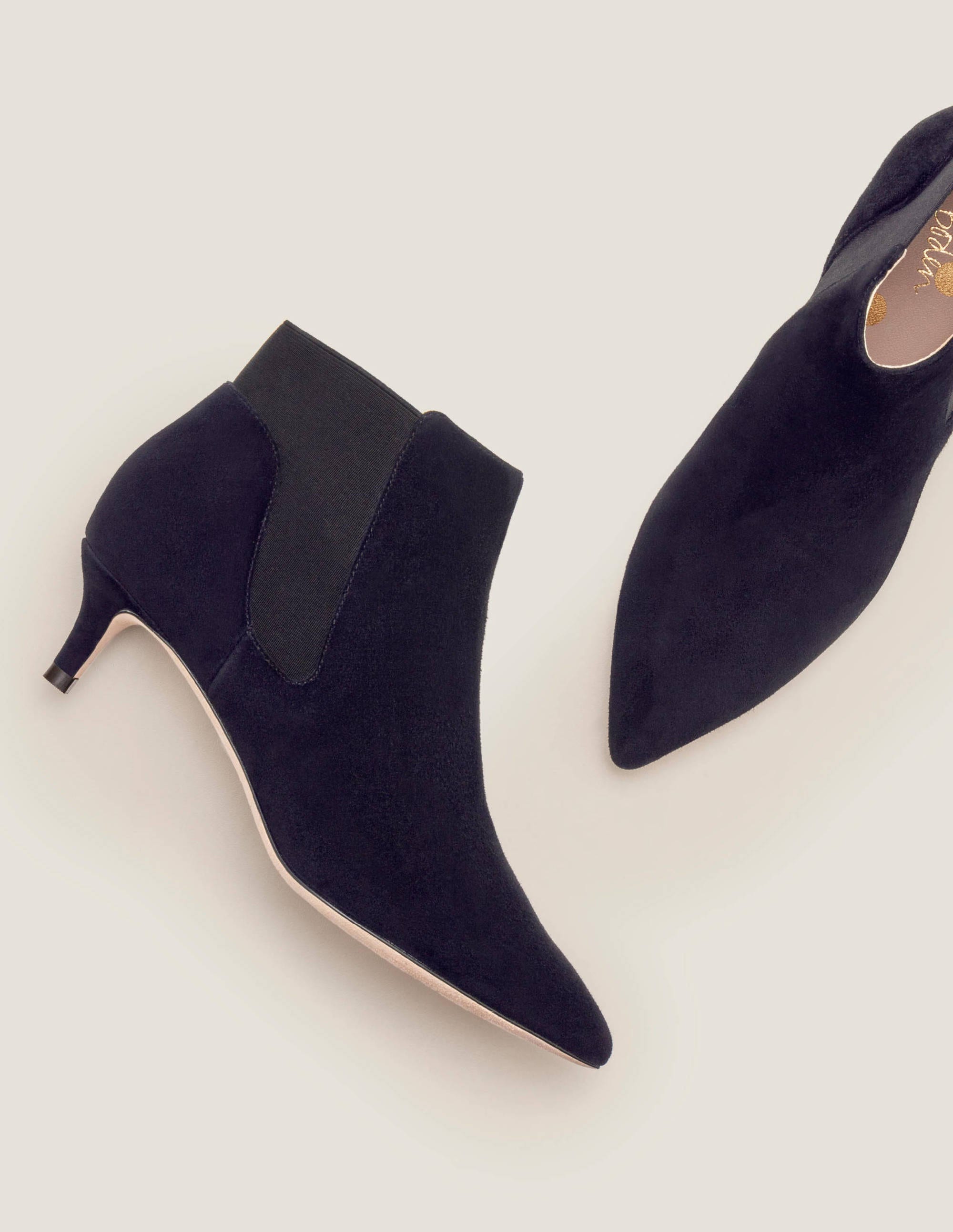 navy mid heel ankle boots