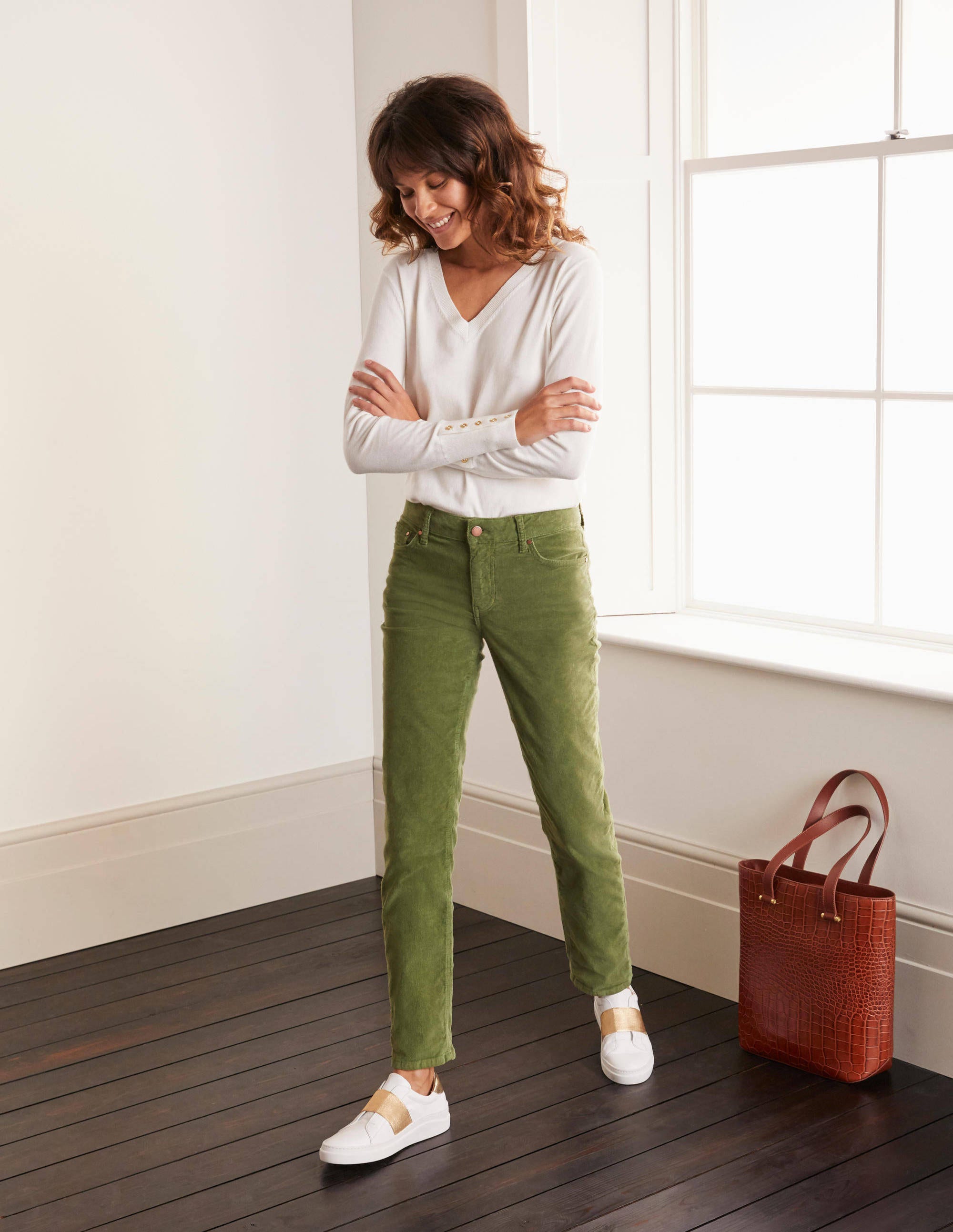 green cord jeans