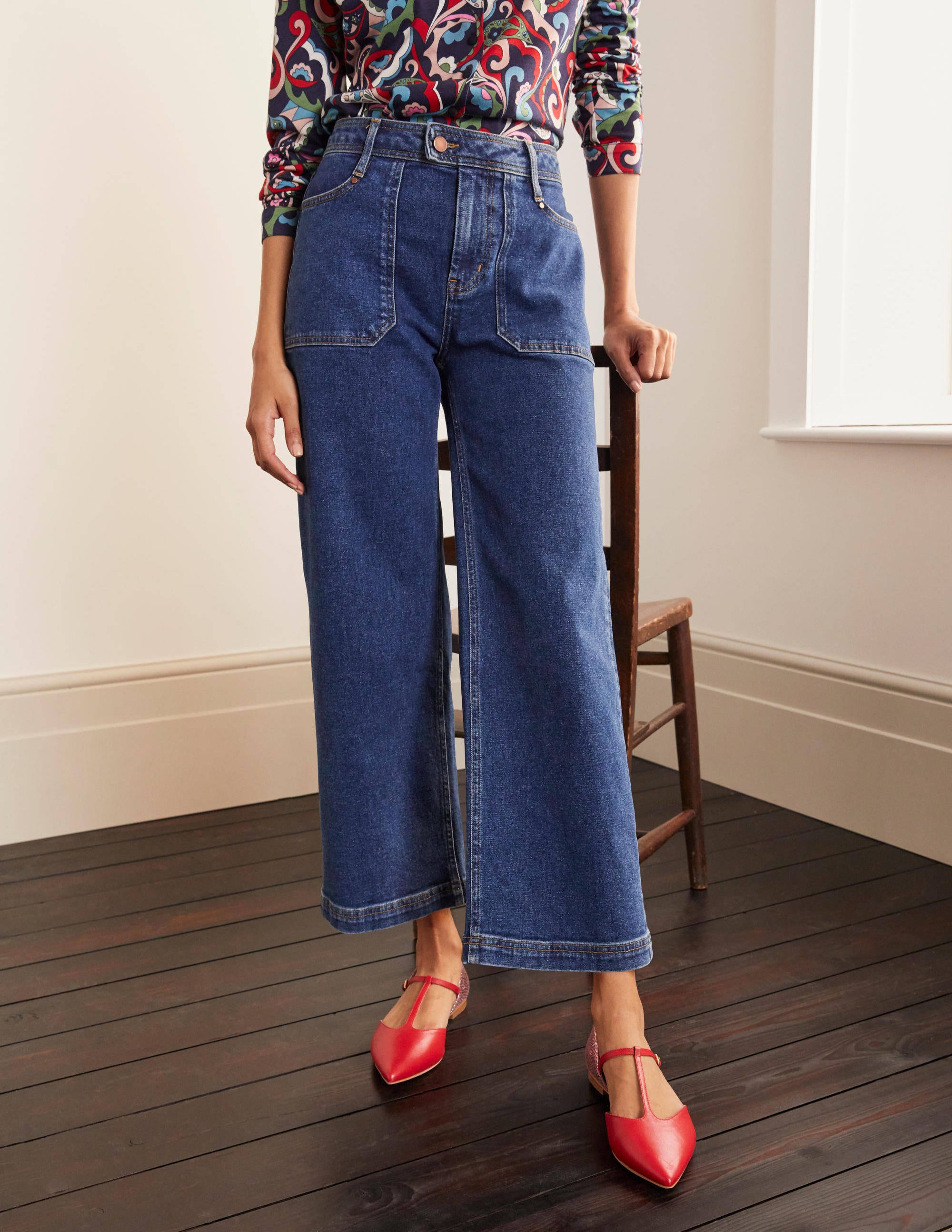 Cropped Wide Leg Cargo Jeans Mid Vintage Boden UK