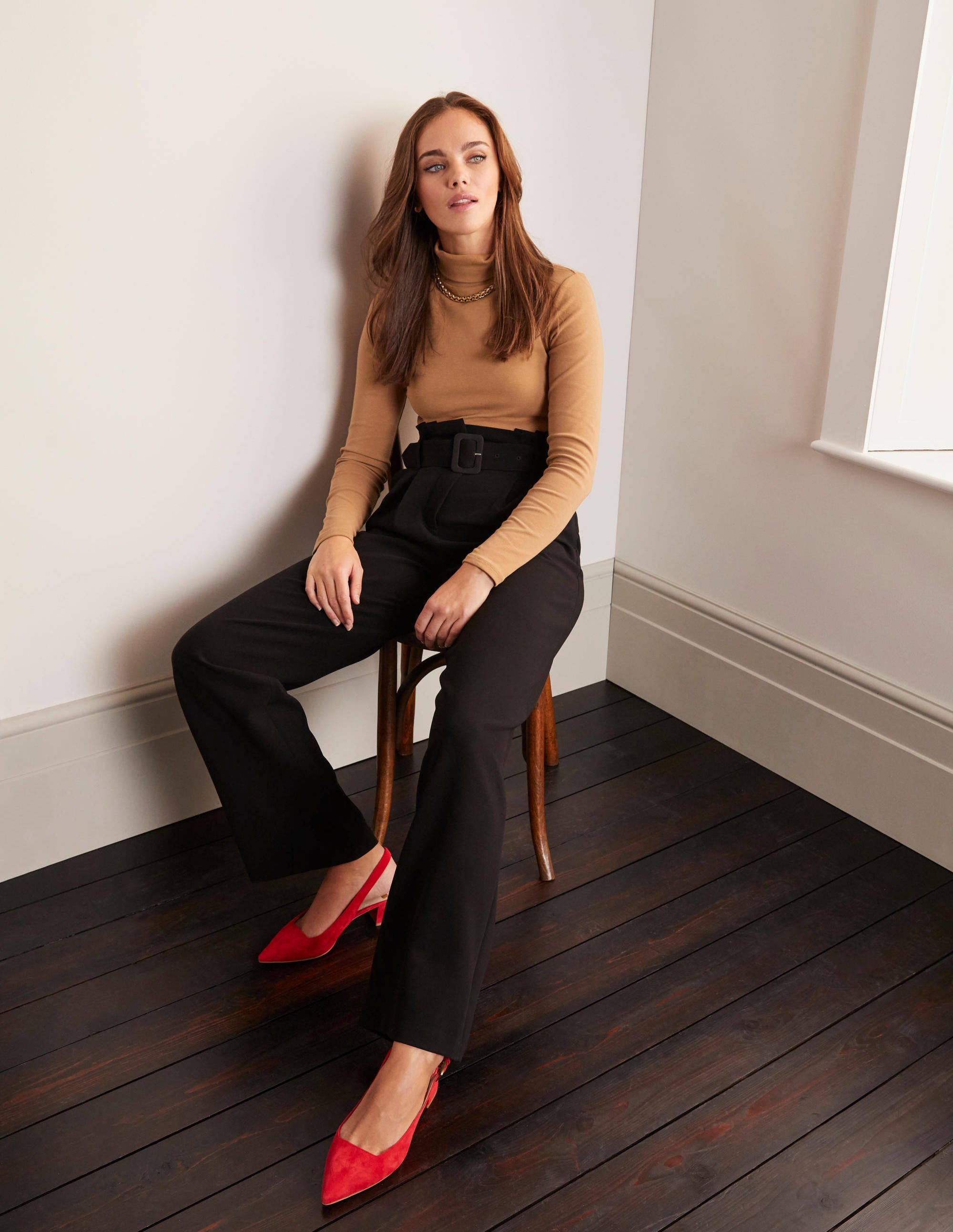 black wide leg work trousers