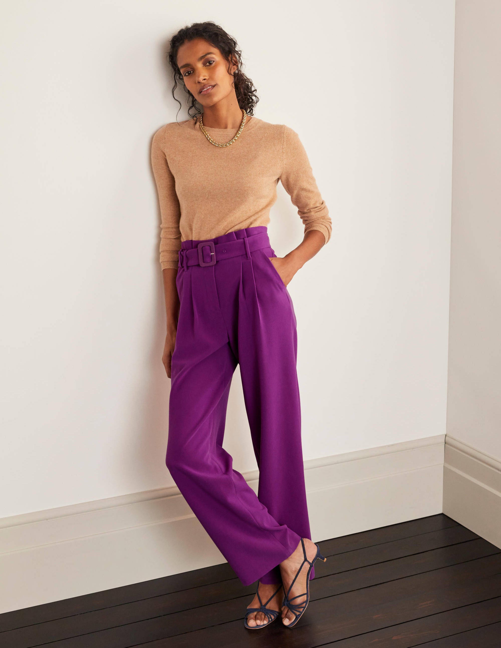 Powis Wide Leg Pants - Jewel Purple | Boden US