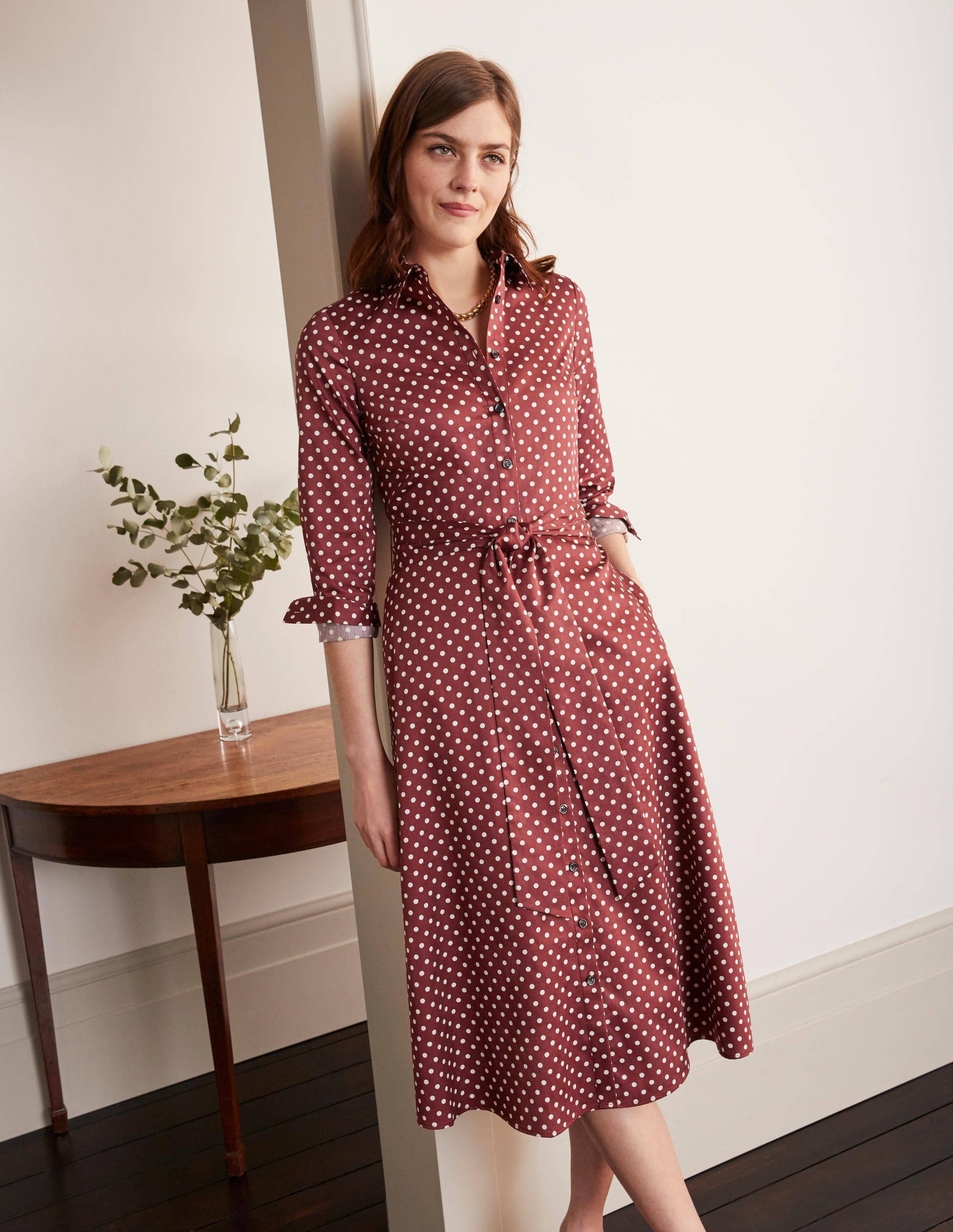 boden red shirt dress