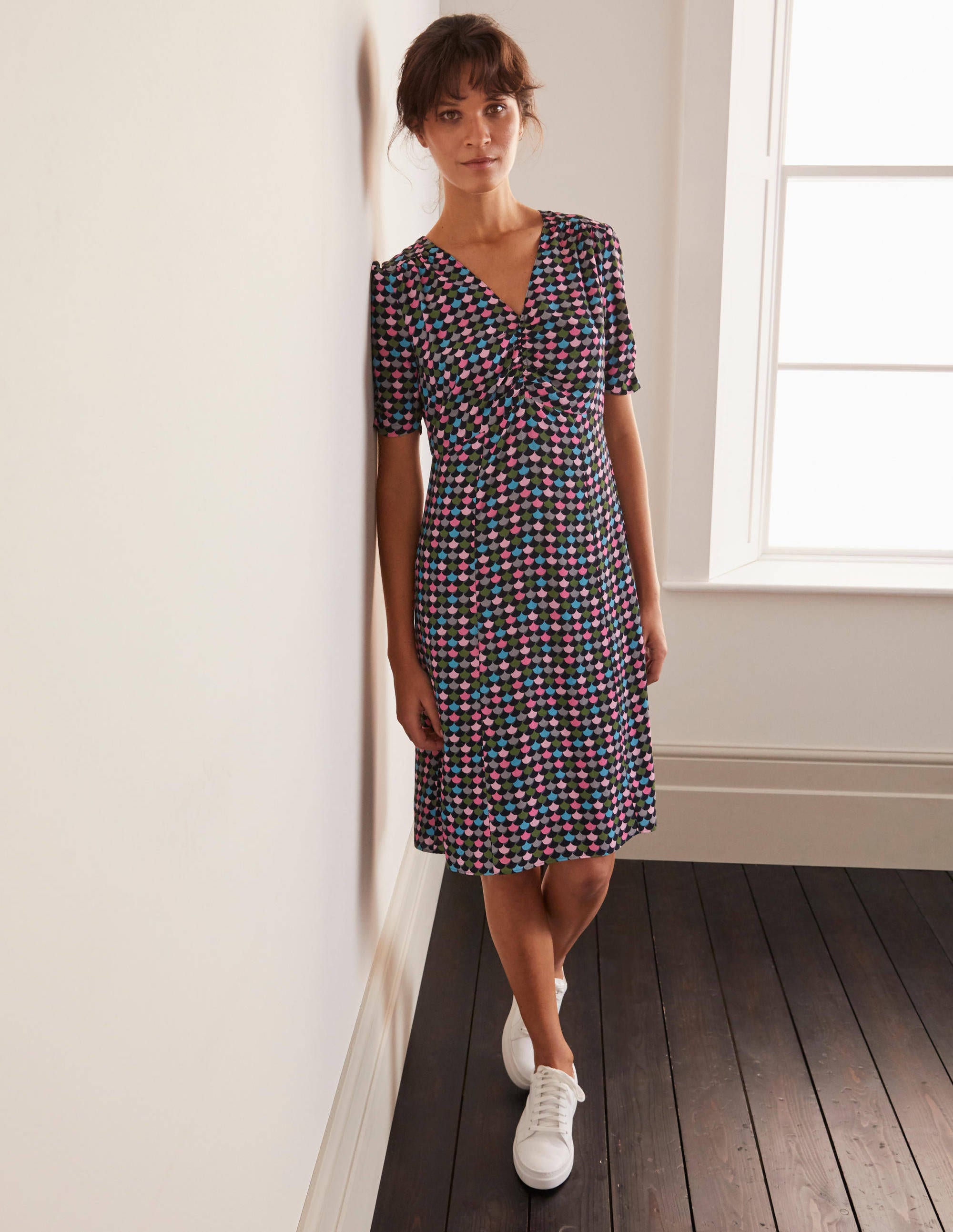 navy ruched dress