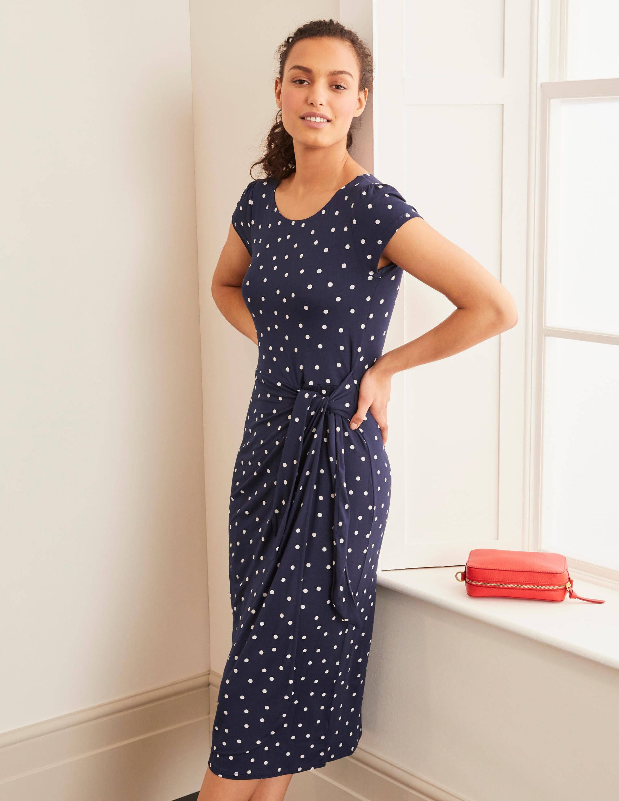 jersey wrap midi dress