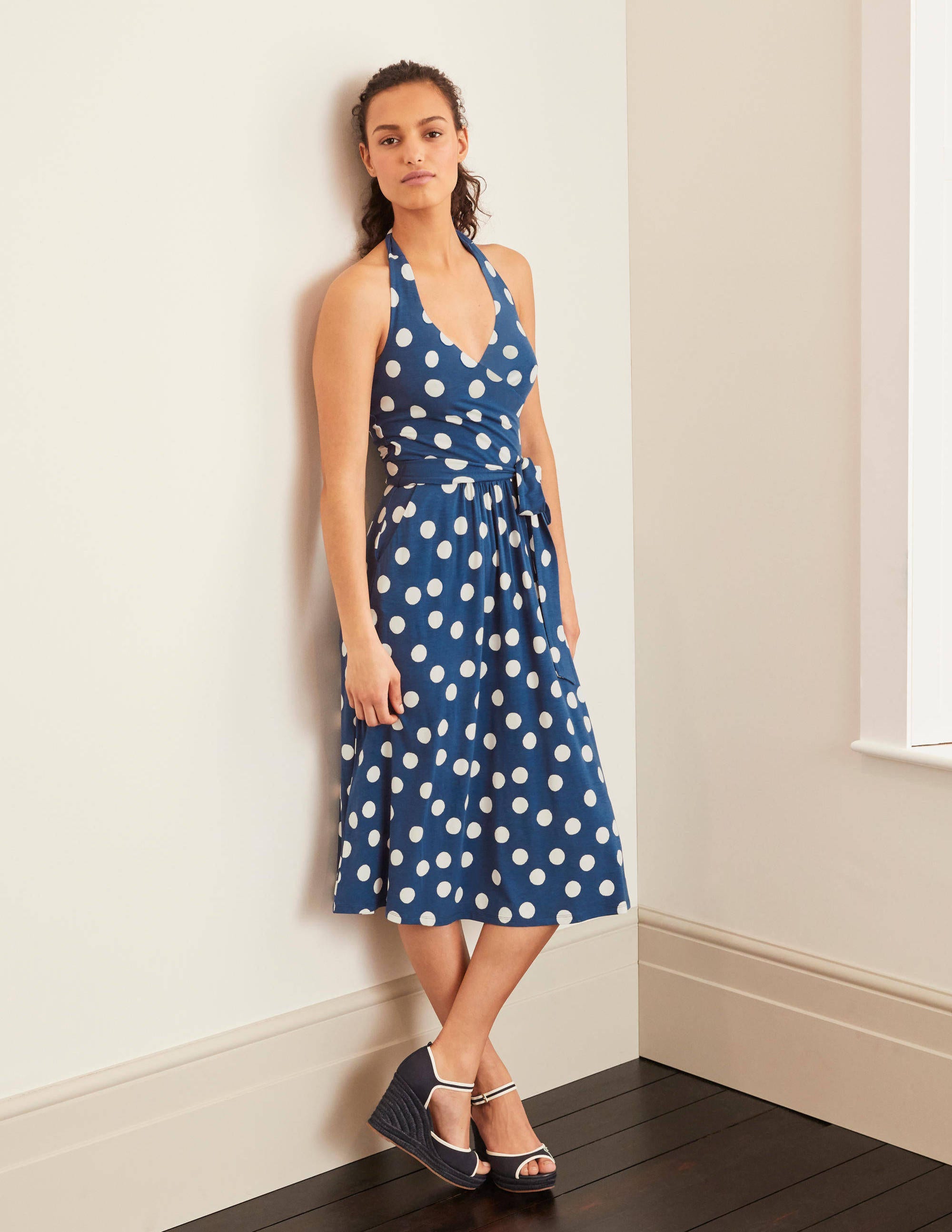 Tess Halterneck Jersey Dress - Blue 