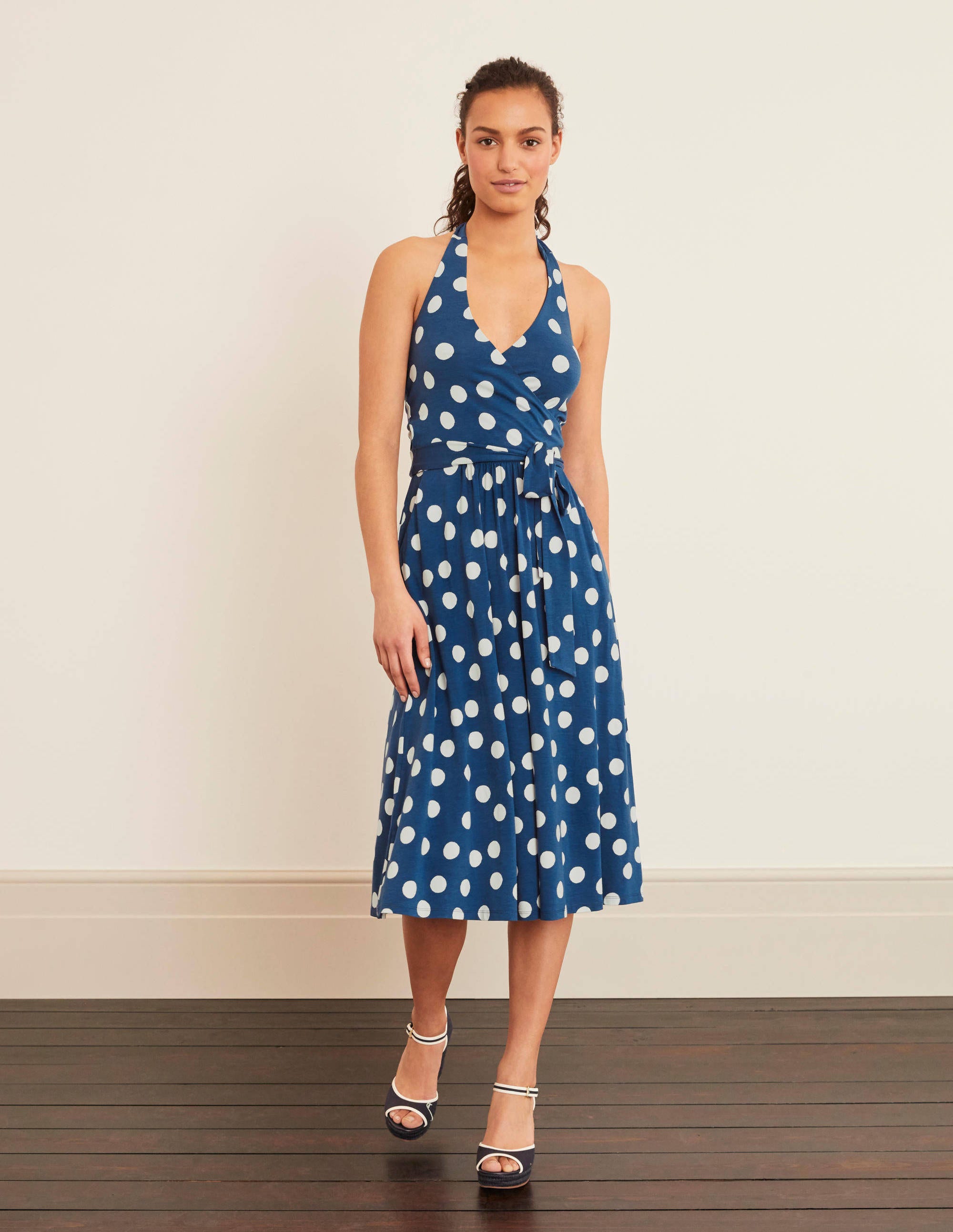 halter neck jersey dress