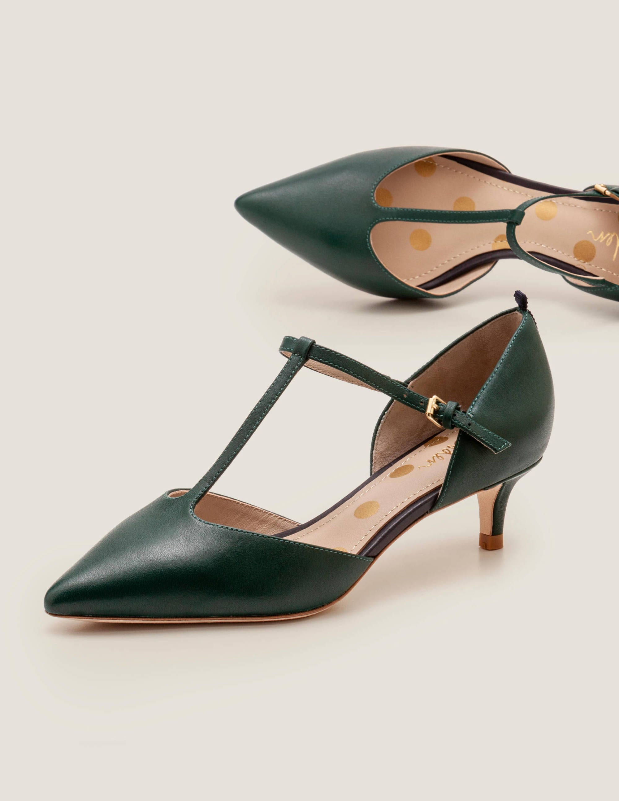 kitten heel green shoes