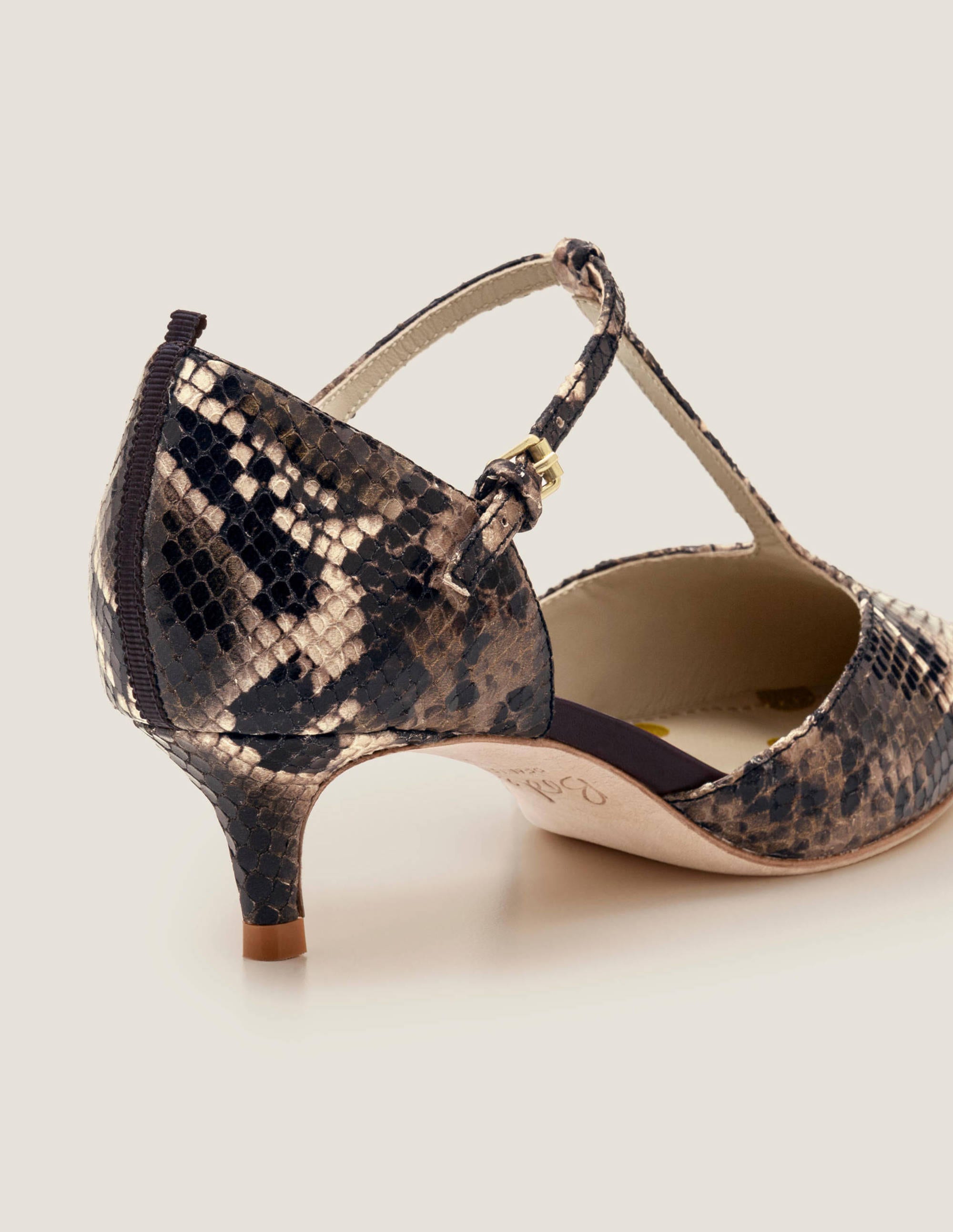 kitten heel snakeskin booties
