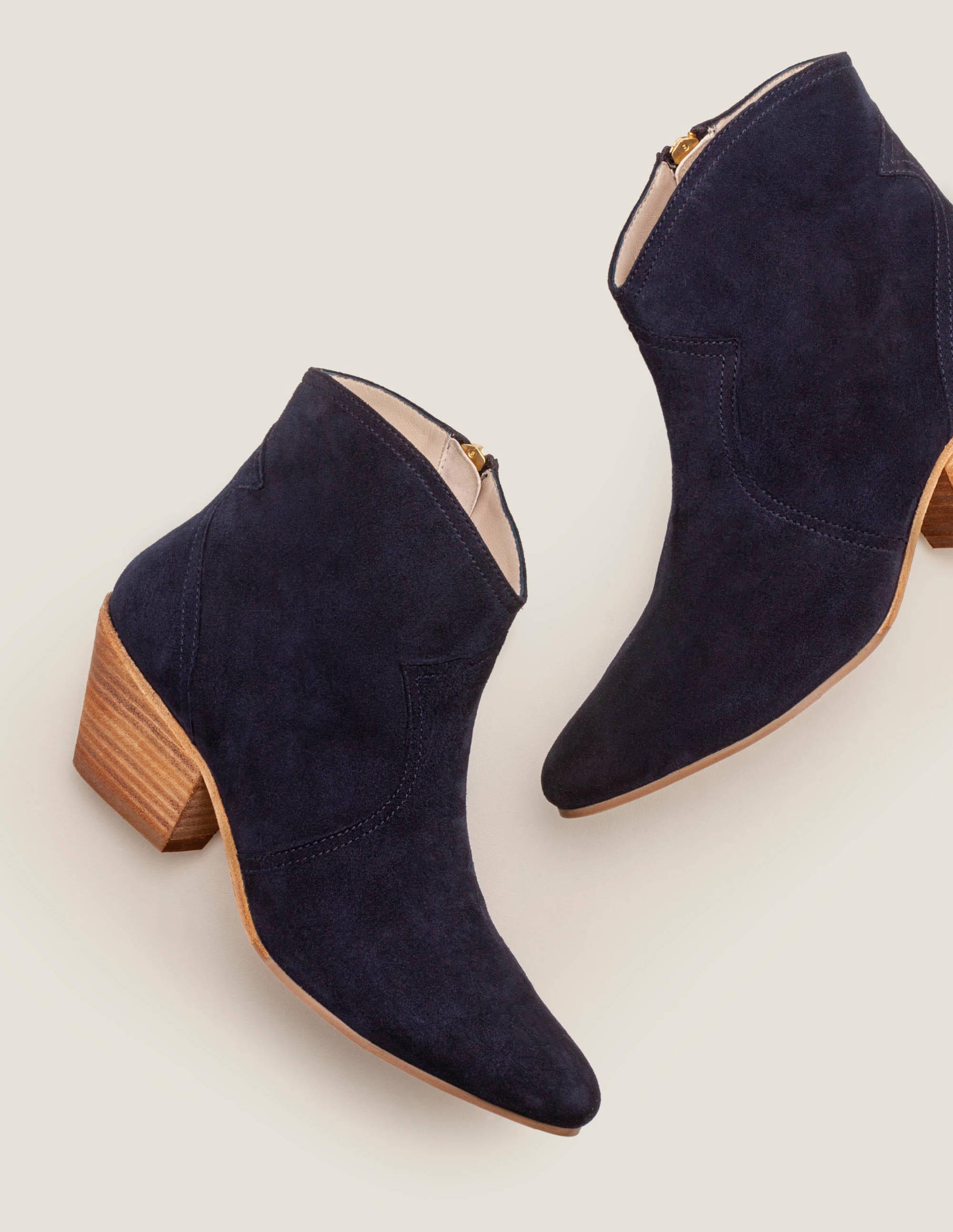 navy western ankle boots
