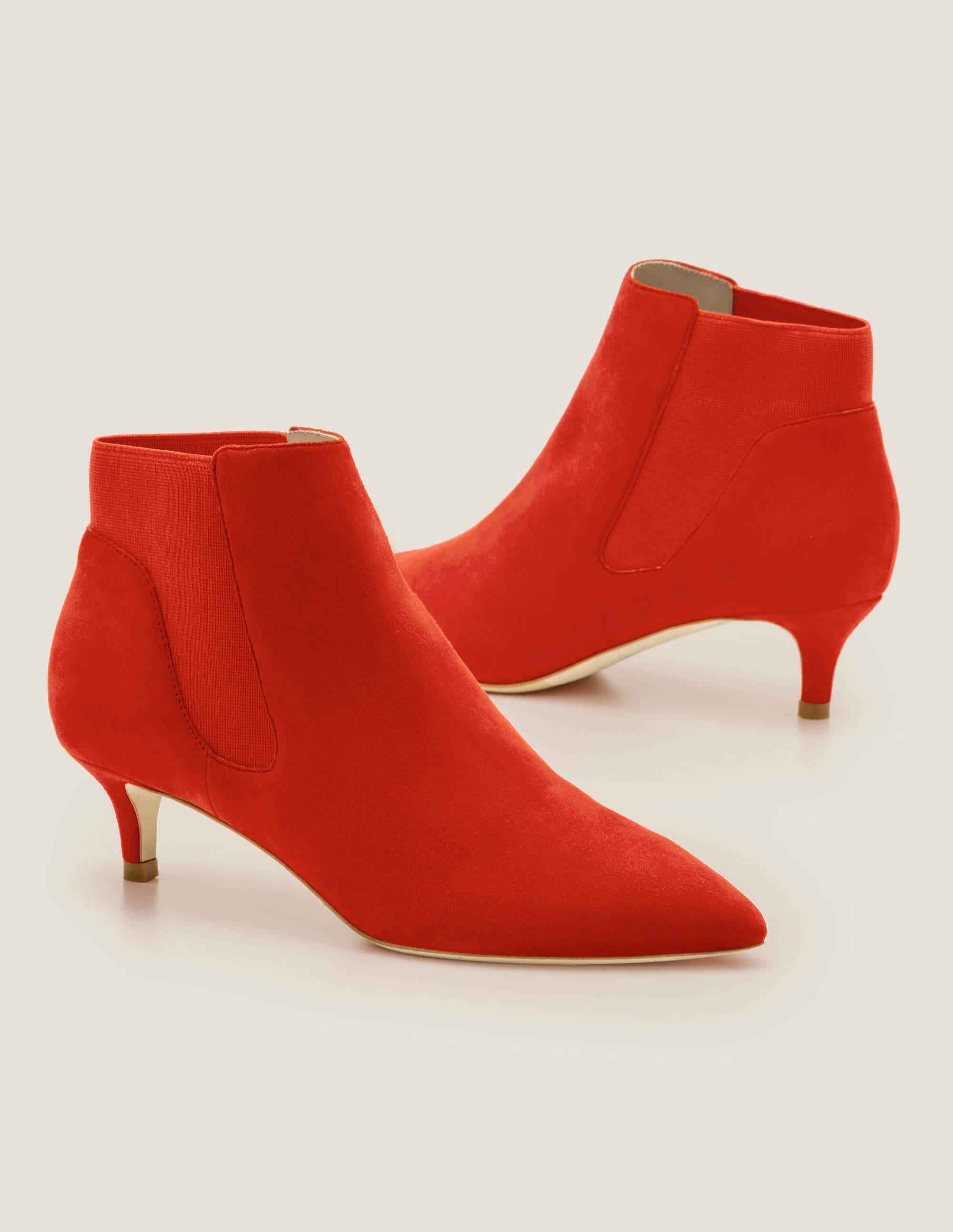 red kitten heel ankle boots