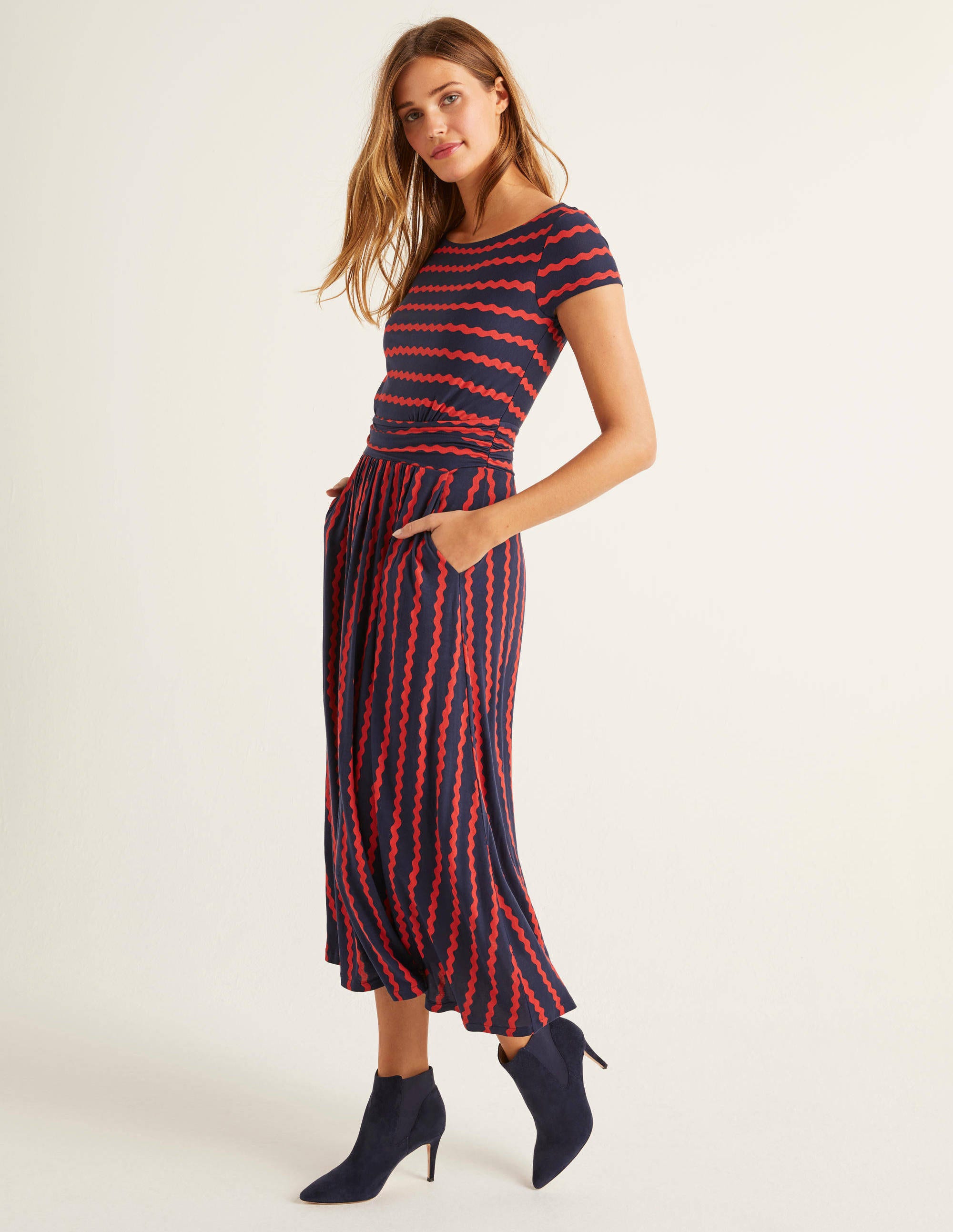 Faye Jersey Midi Dress - Navy, Wiggle 