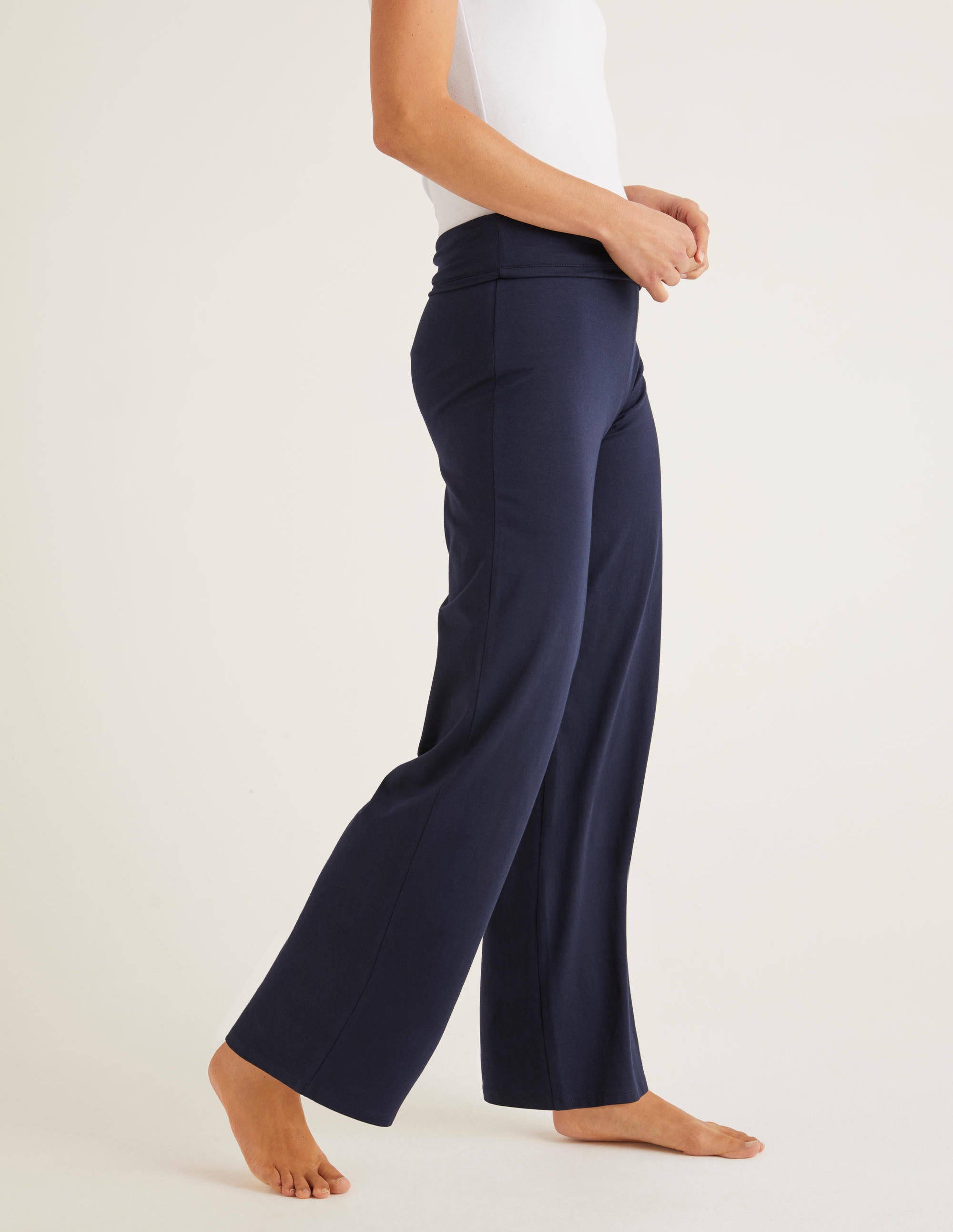 navy wide leg trousers petite