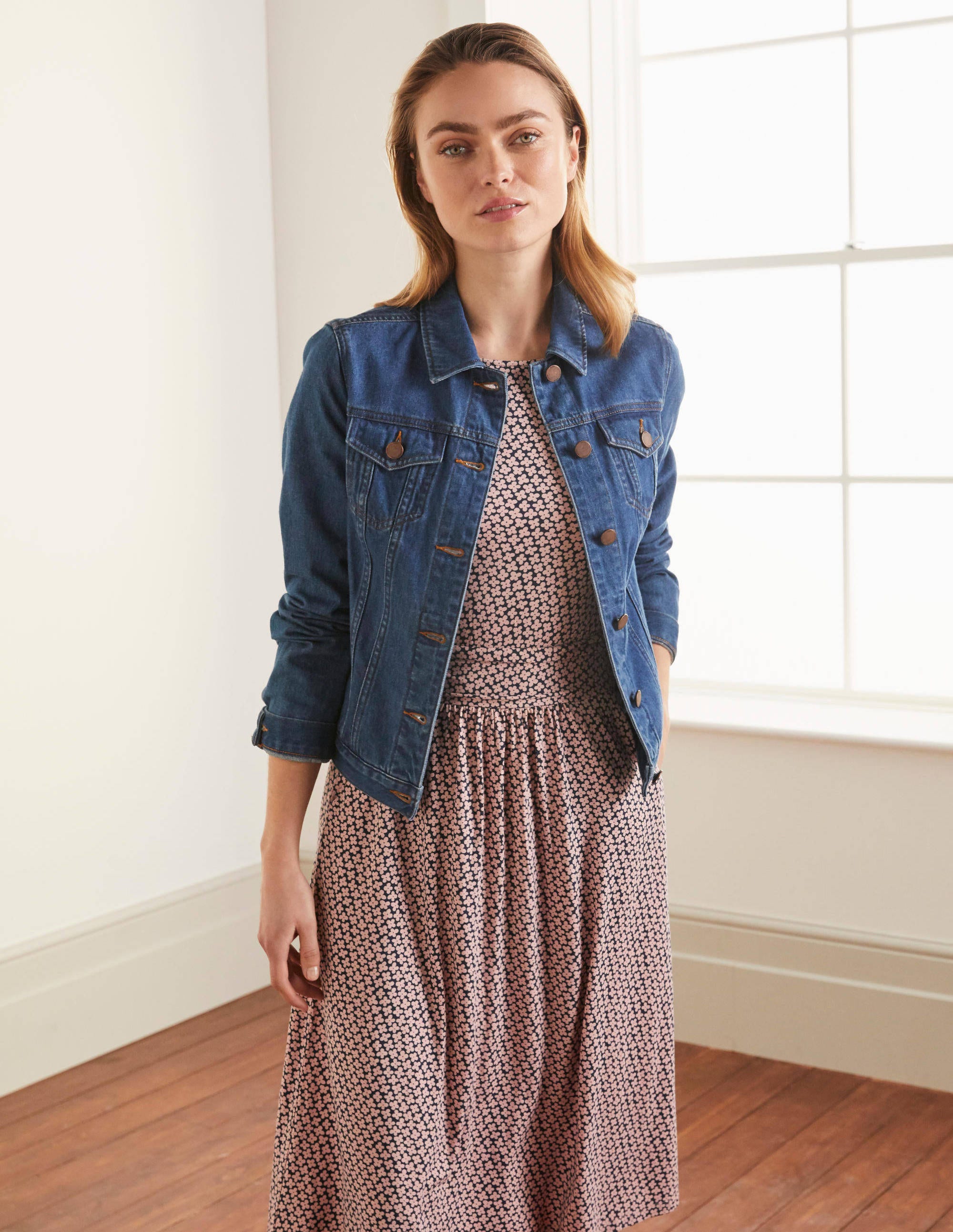 women's collarless denim jacket uk