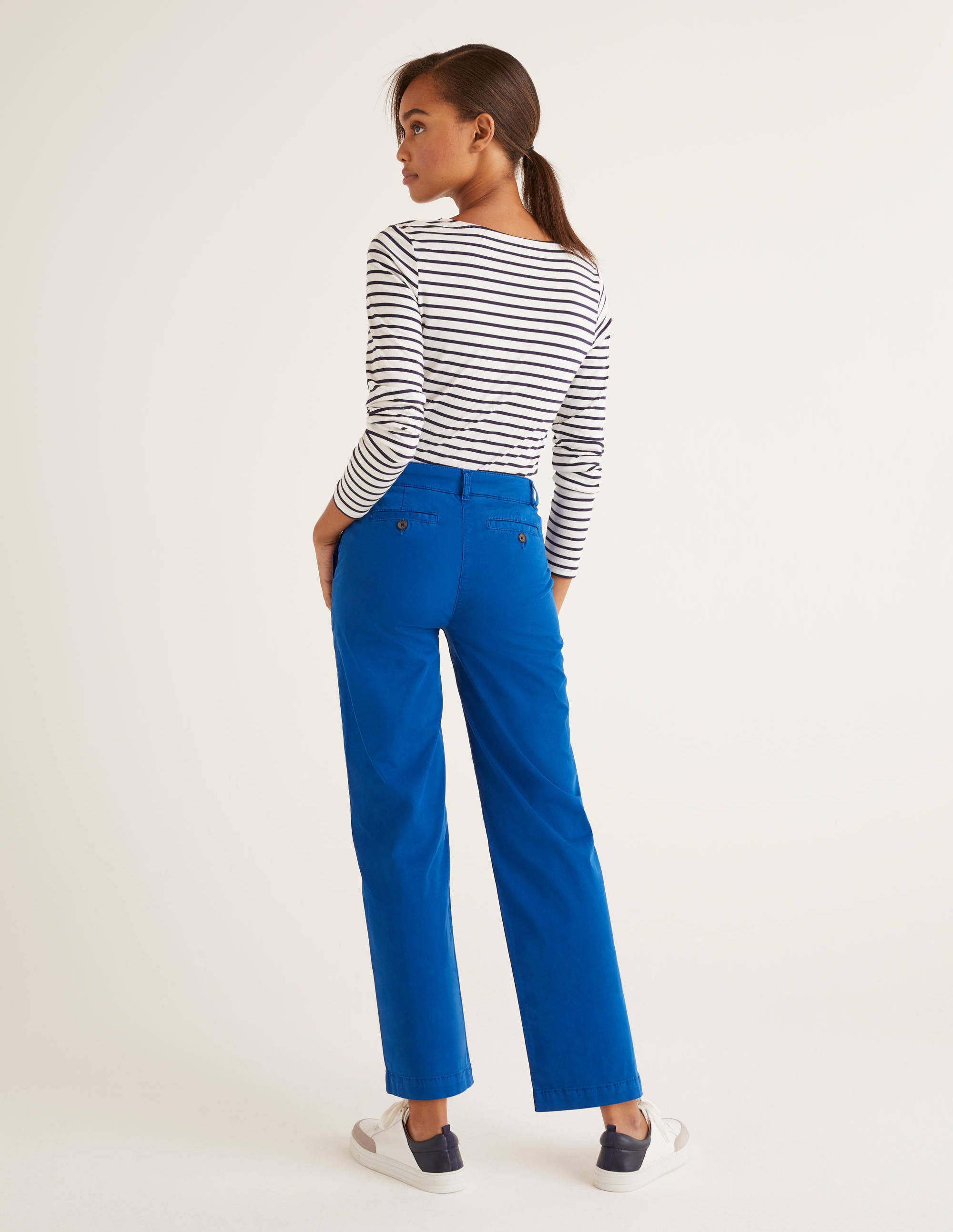 Daisy Cropped Chino Trousers - Bold Blue | Boden UK