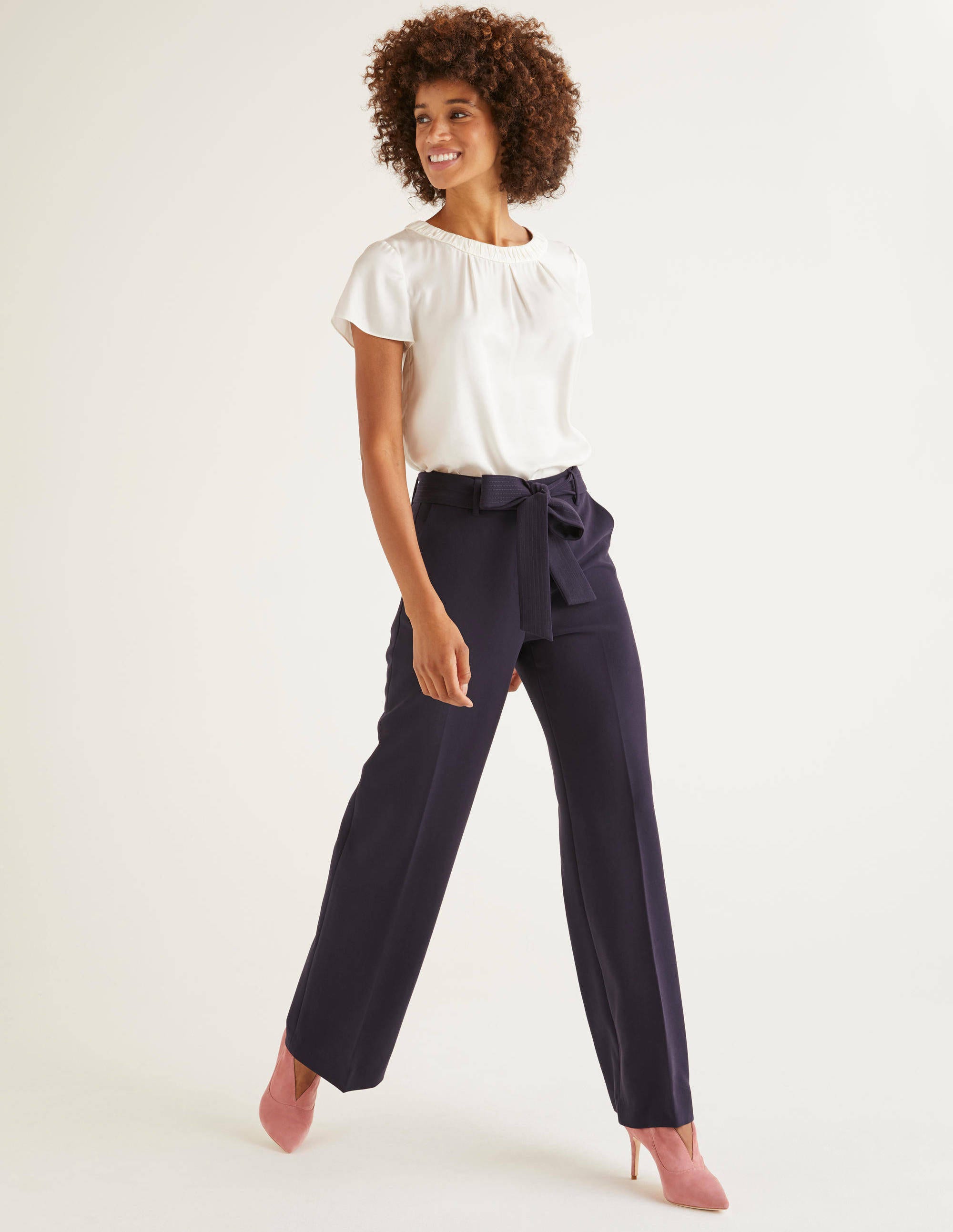Pantalon large Hampstead NAV Femme Boden, Navy