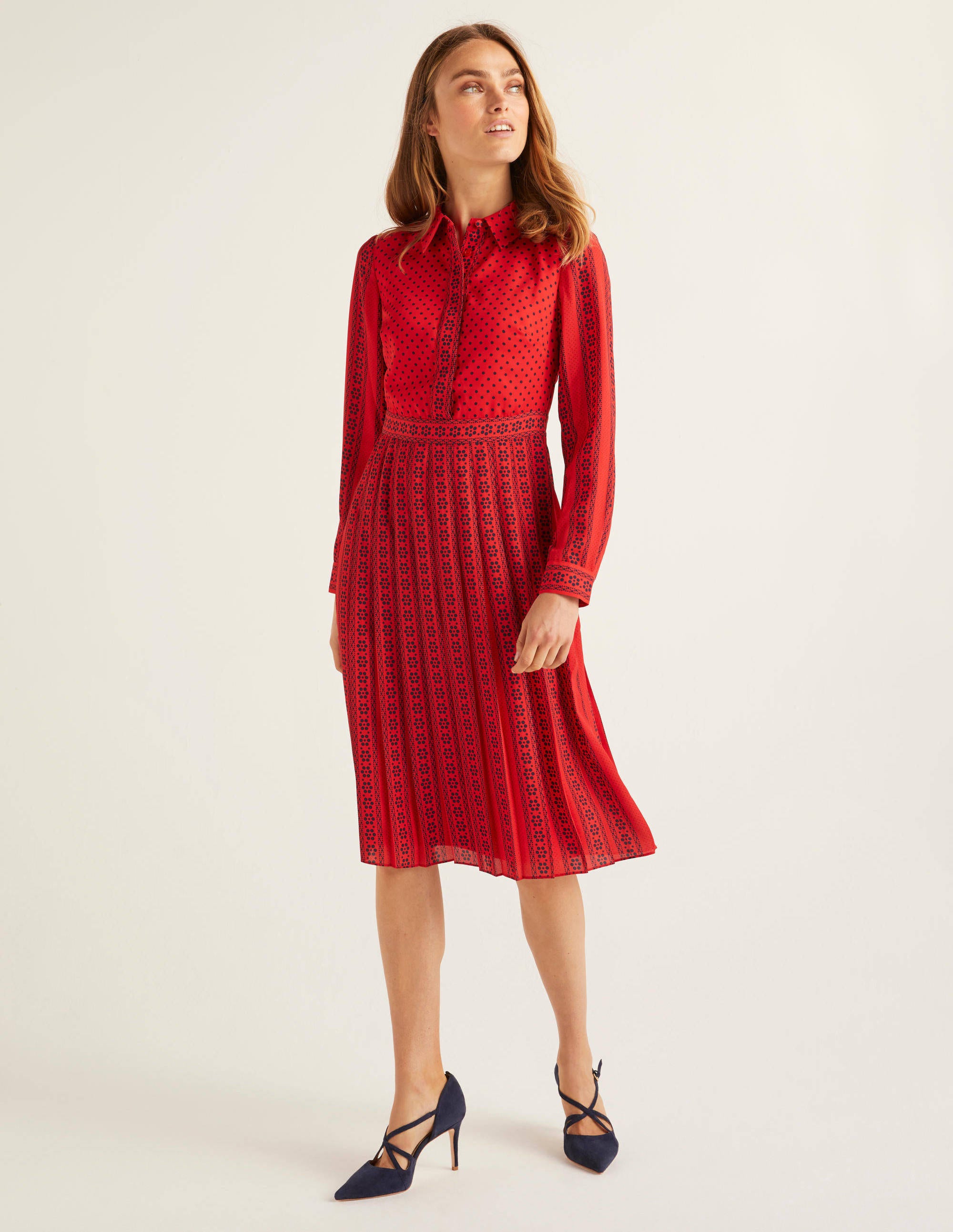 boden red shirt dress