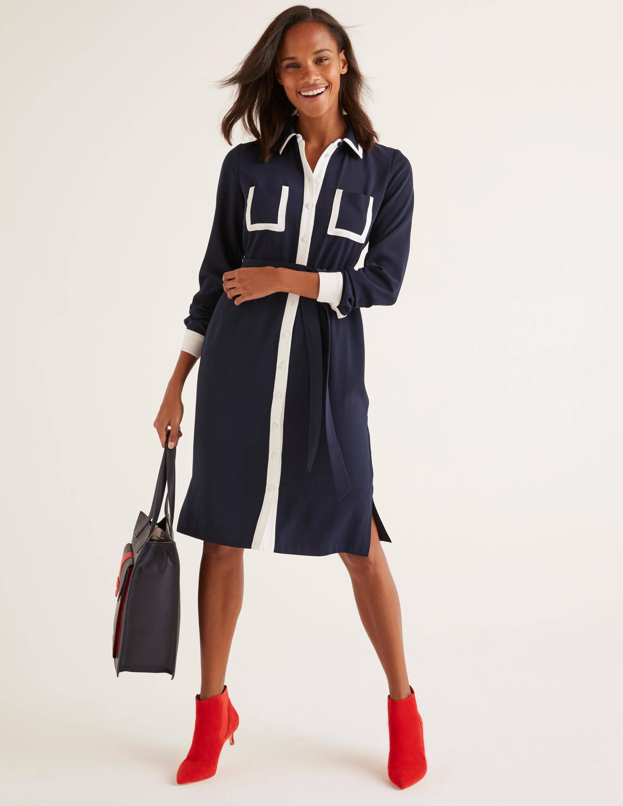 boden red shirt dress