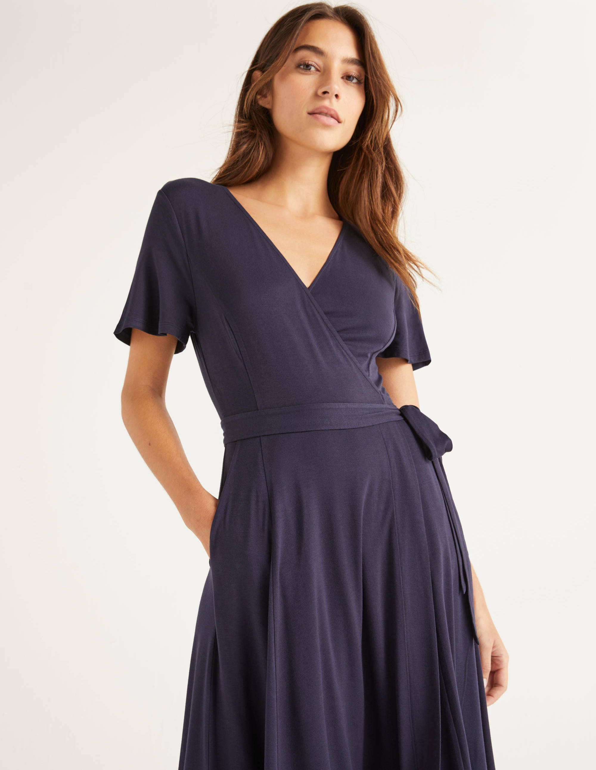 Cassia Jersey Midi Dress Navy Boden UK