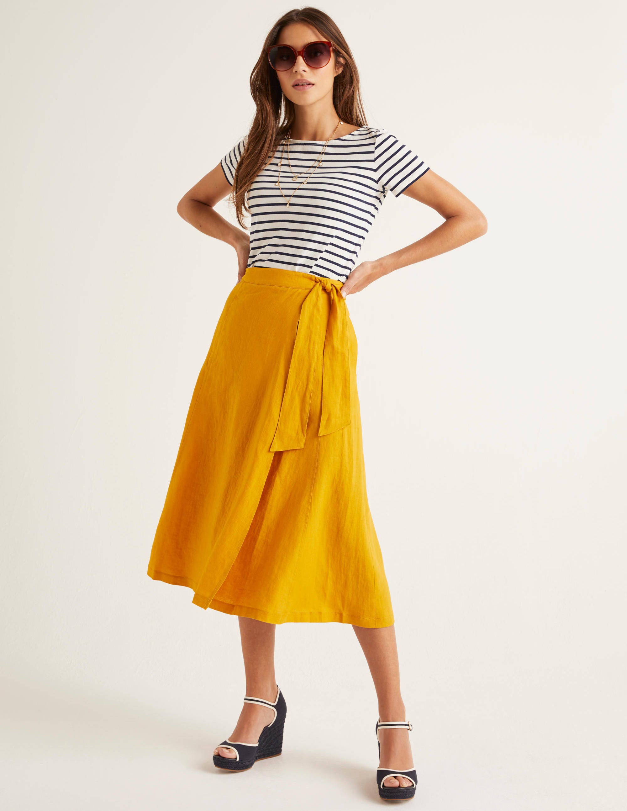yellow linen wrap dress