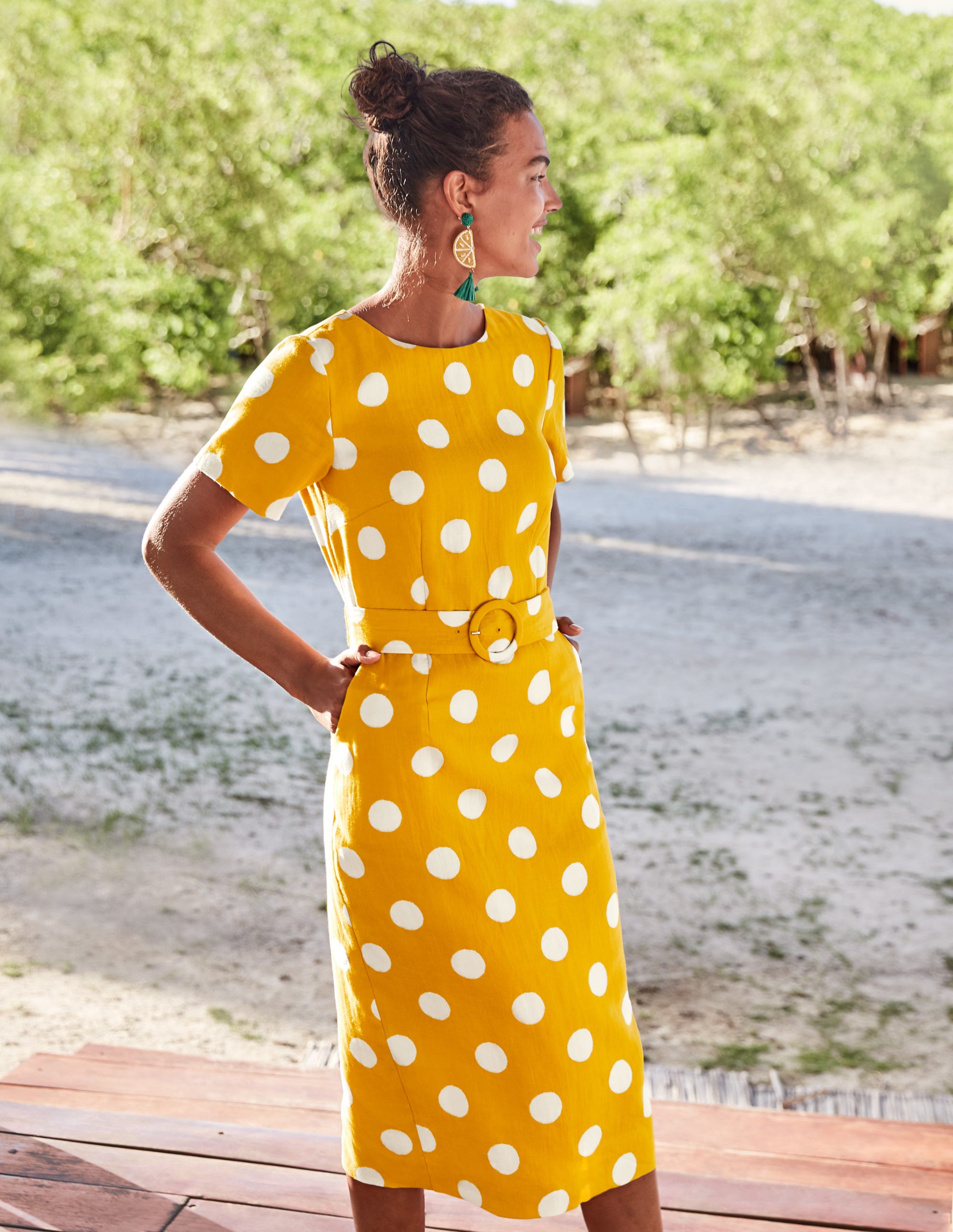 yellow linen dress