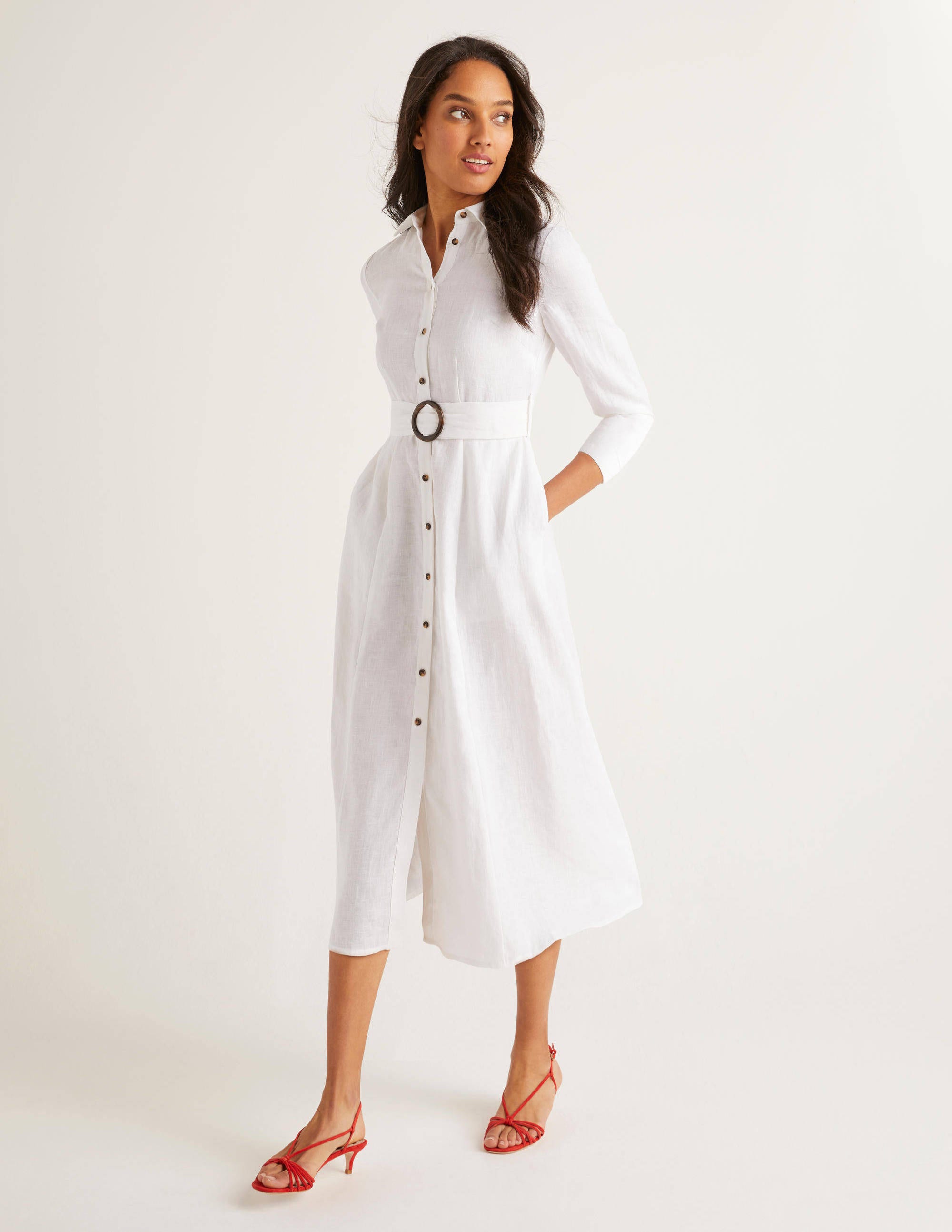 boden linen shirt dress