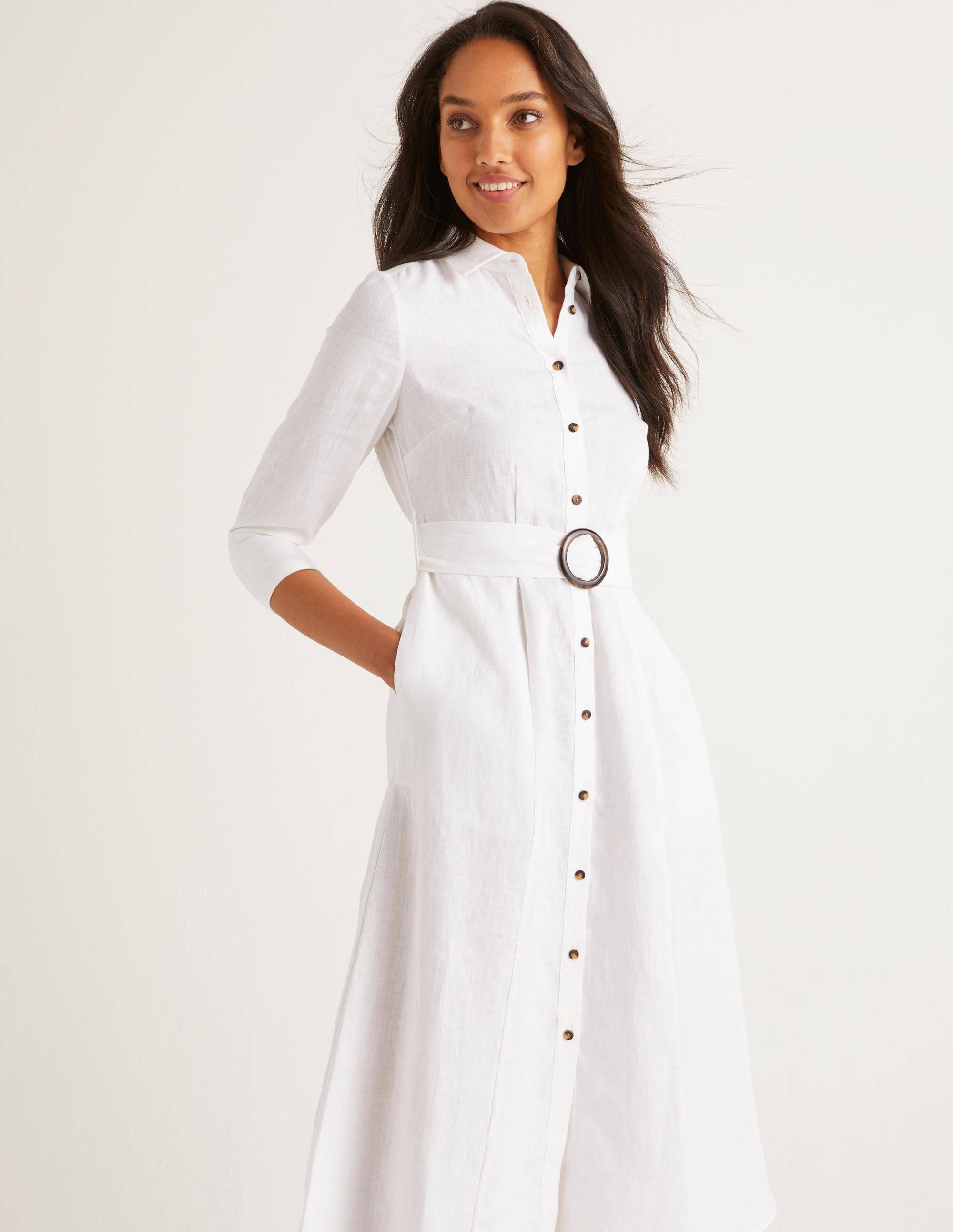 boden linen shirt dress