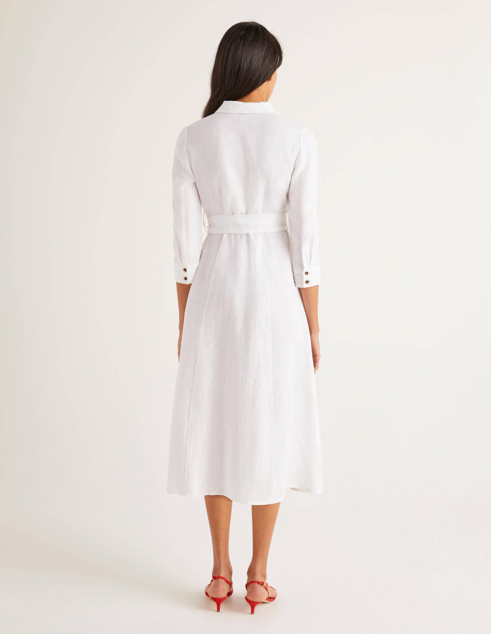 Olivia Linen Shirt Dress White Boden US